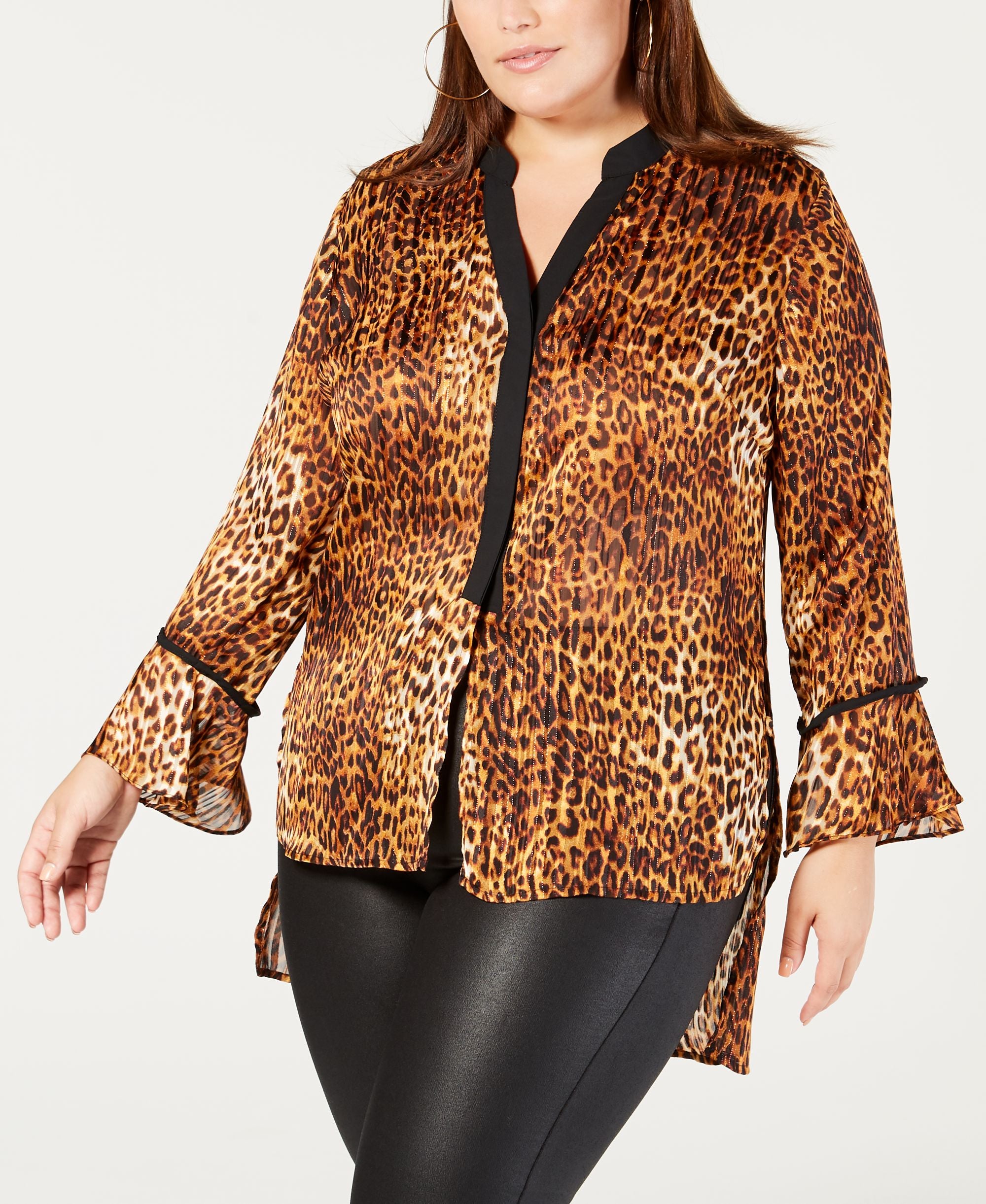 NY Collection Plus Petite Plus Size Printed High Low Top