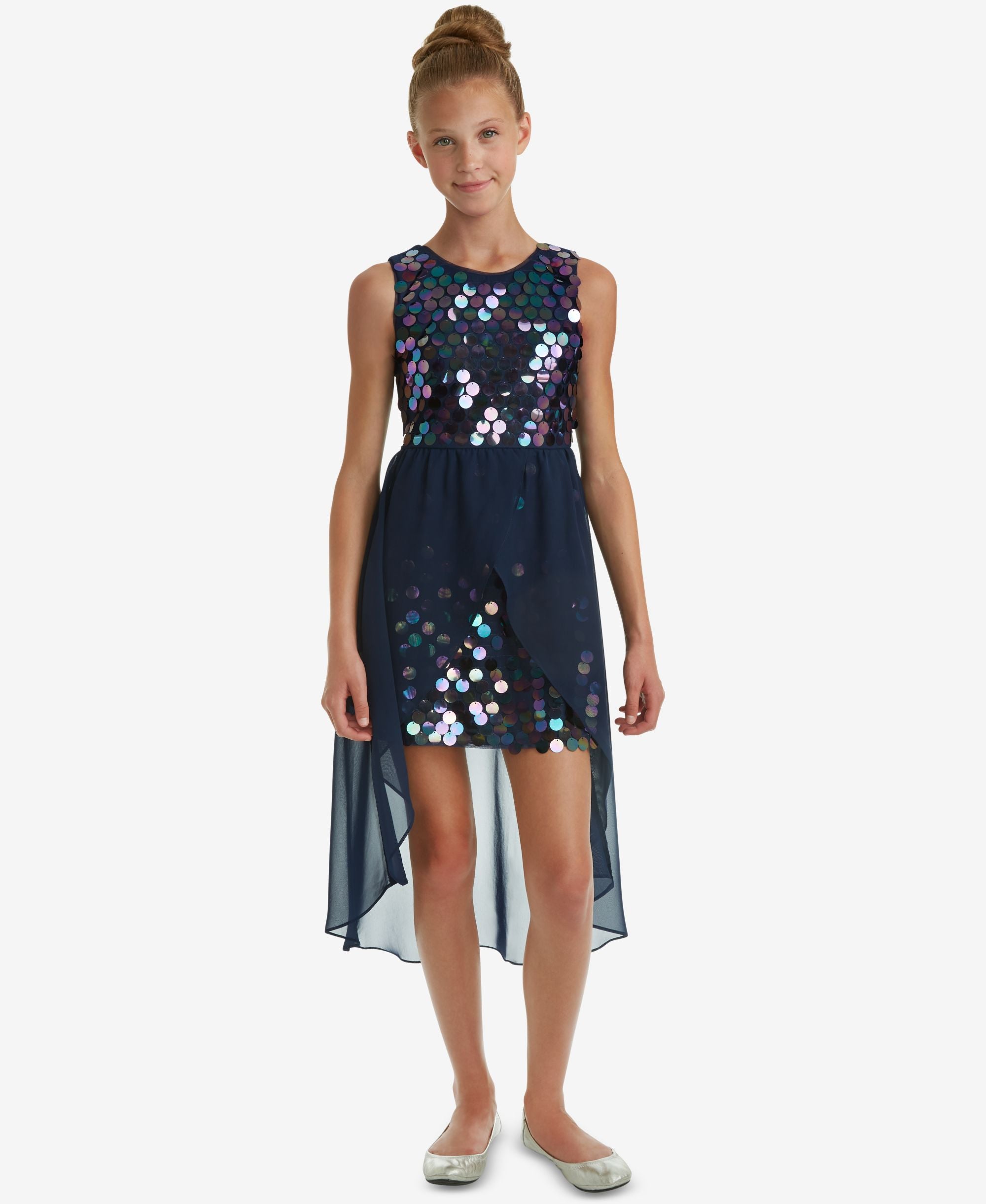 Rare Editions Big Girls Sequin Overlay Party Dress