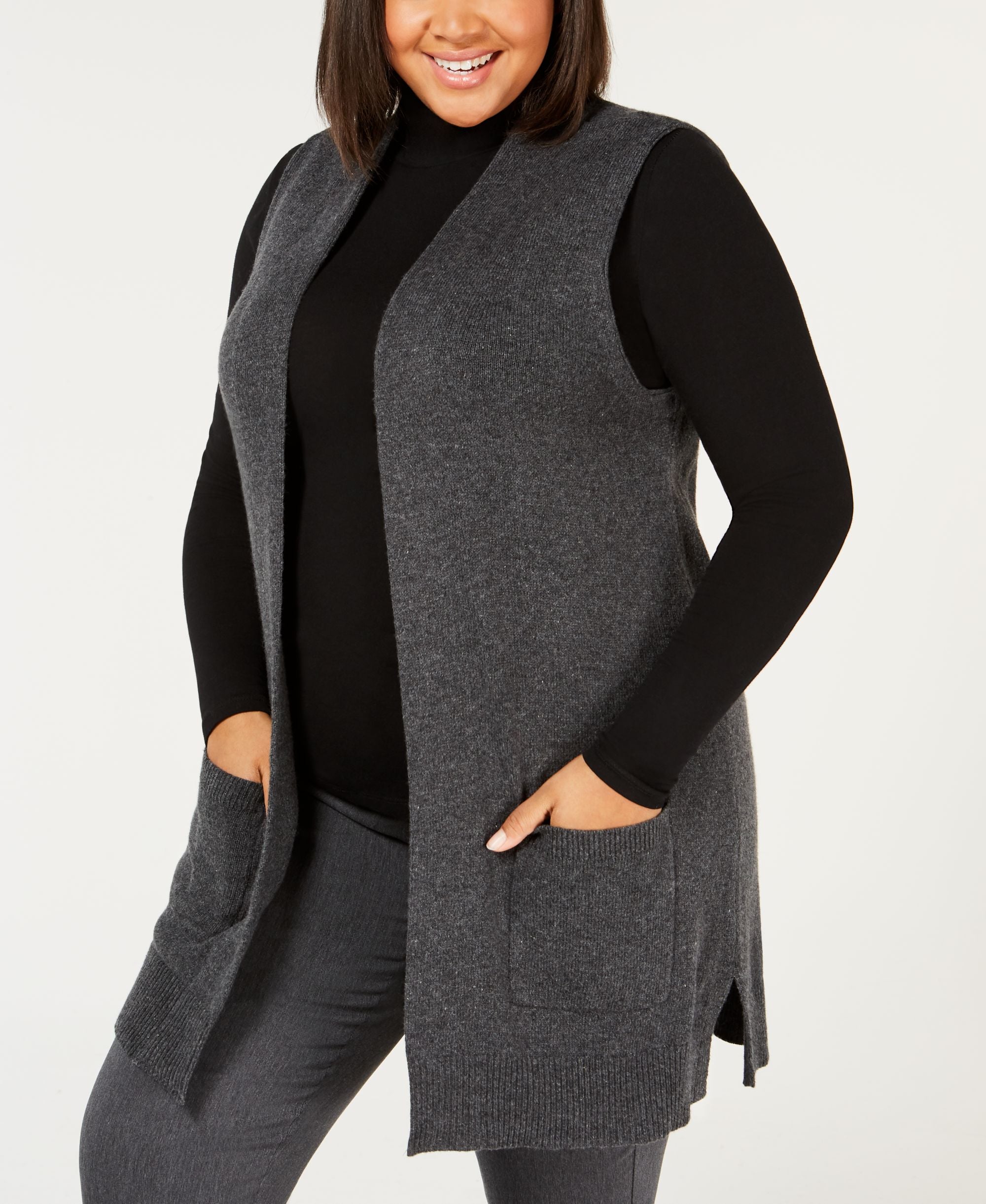 Karen Scott Plus Size Duster Sweater Vest