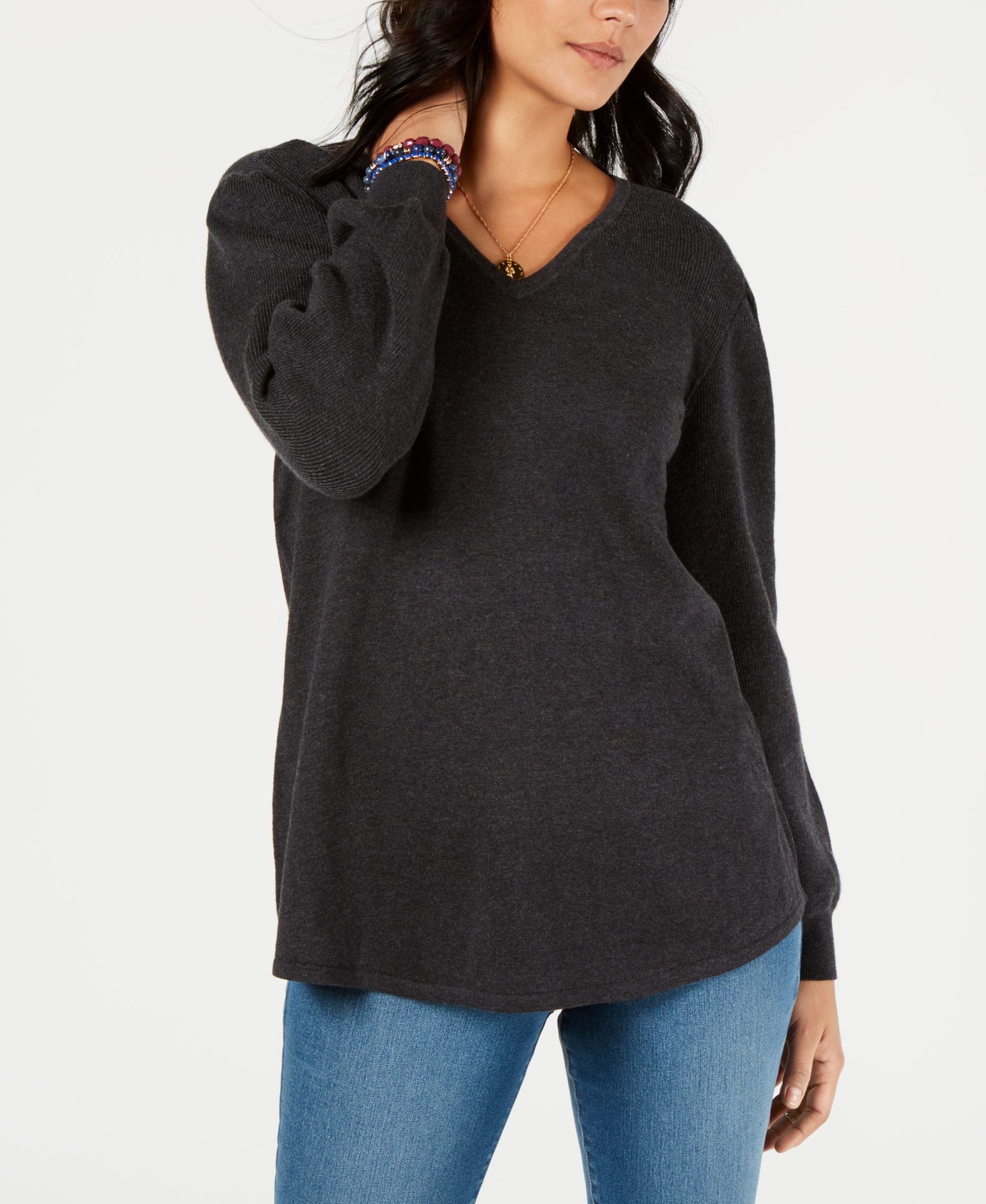 Style & Co Pleated Sleeve Tunic Sweater