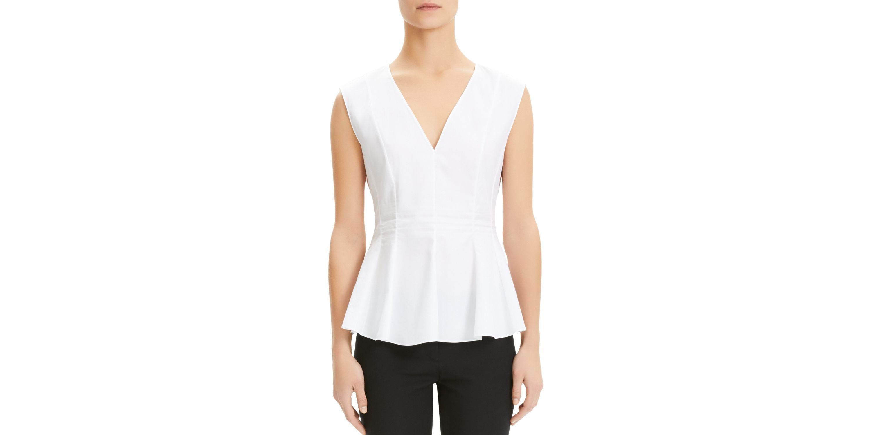 Women's Theory Perfect Cotton Peplum Blouse