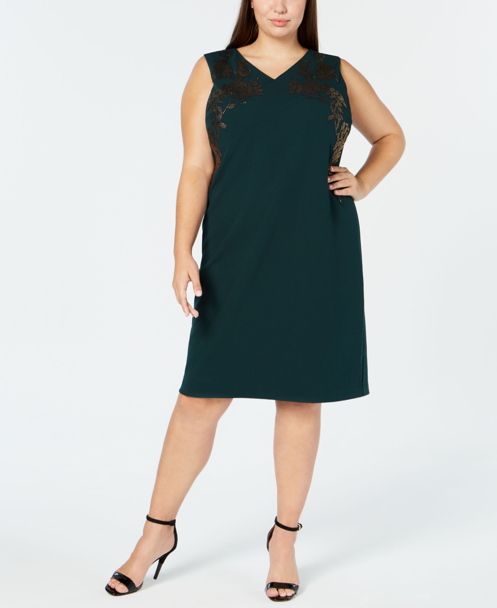 Calvin Klein Plus Size Embroidered Sleeveless Dress
