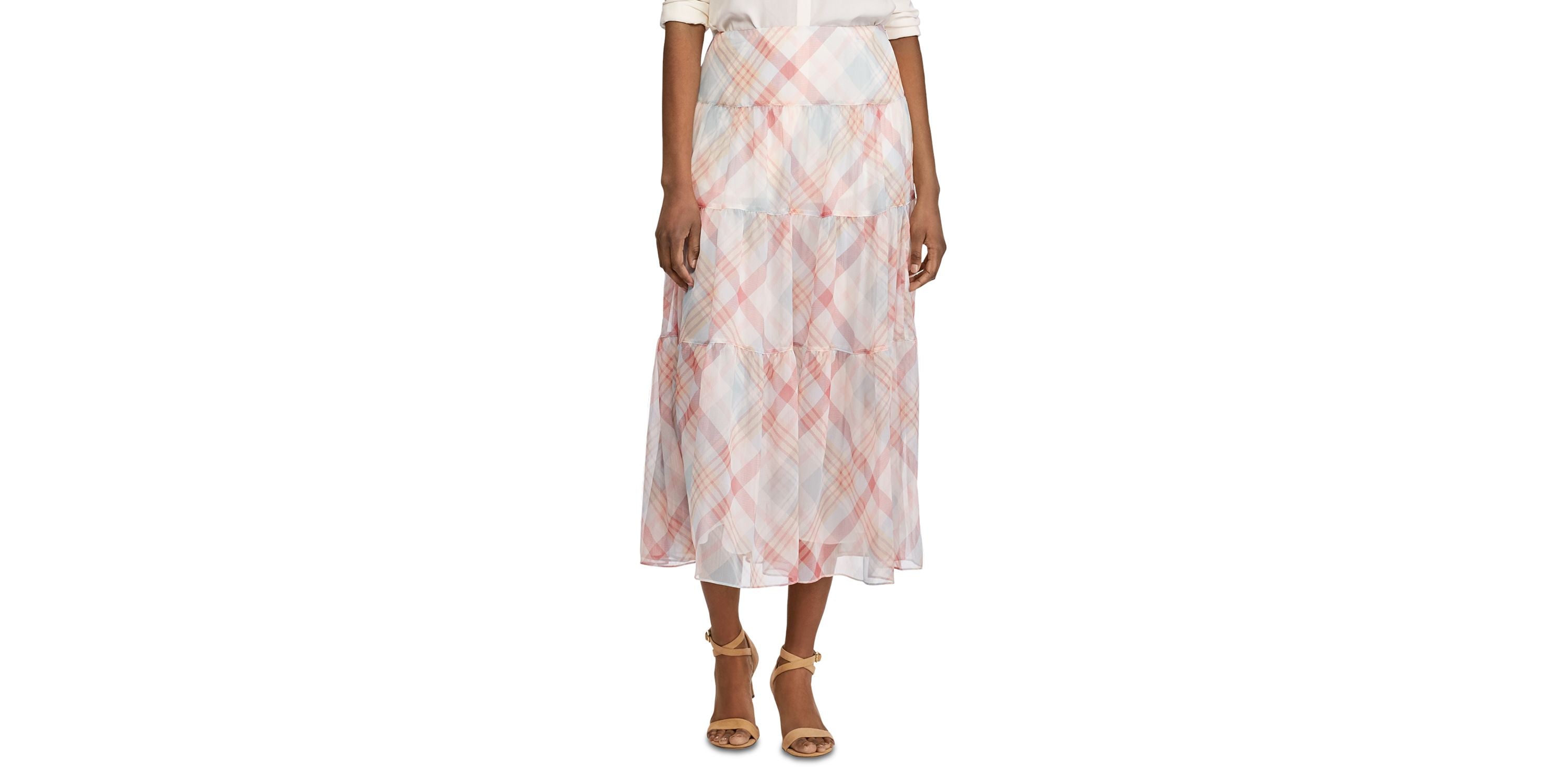 Plaid Tiered Peasant Skirt