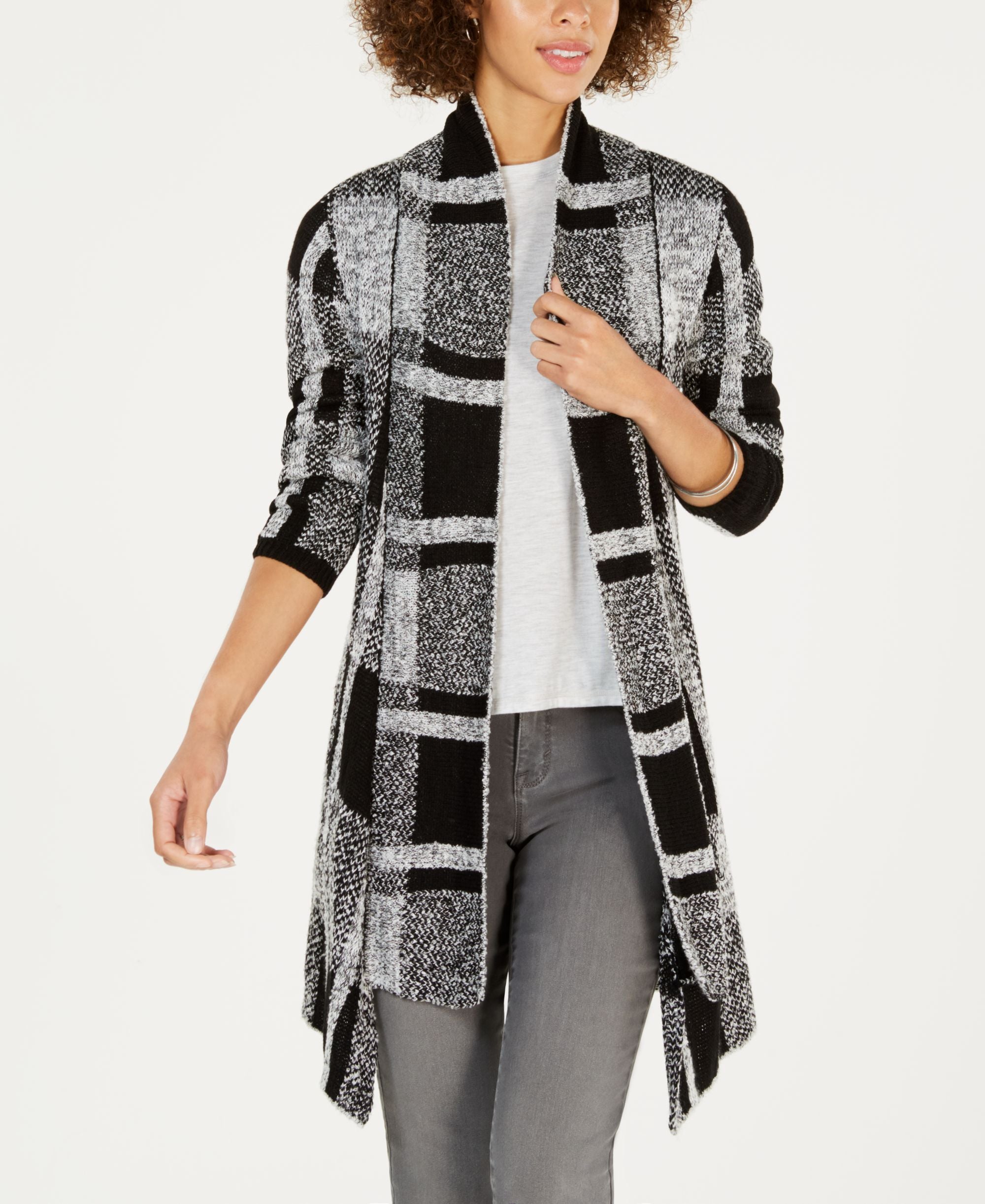 Petite Plaid Boucle Cardigan