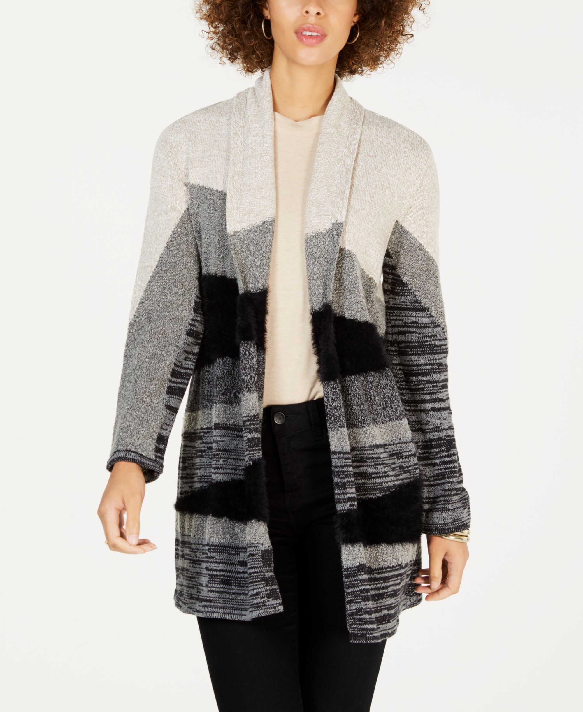 Style & Co Multi Textured Long Cardigan