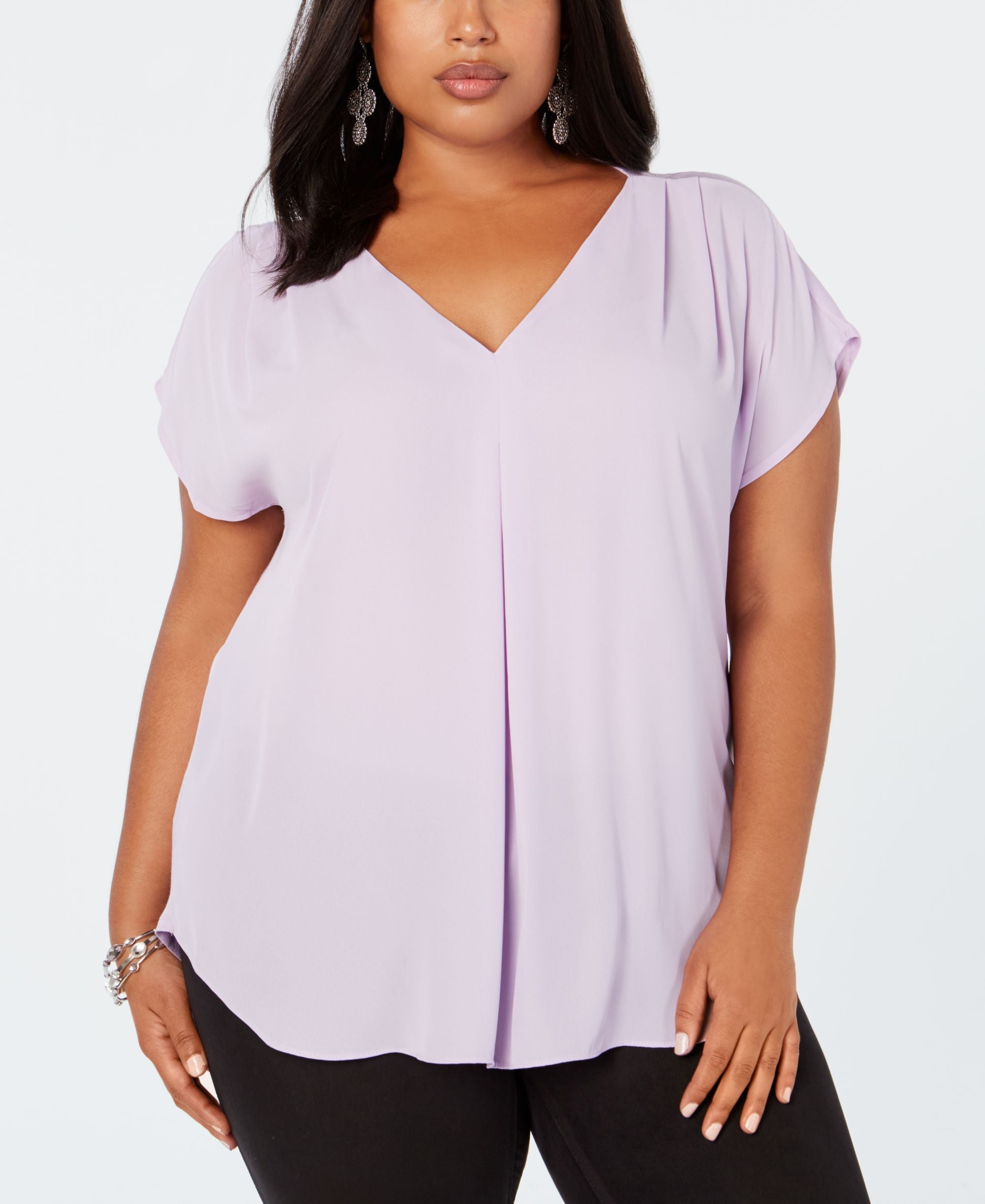 Plus Size Mixed Media Dolman Sleeve Top