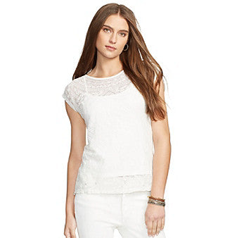 Lauren Ralph Lauren Petite Embroidered Mesh Shirt