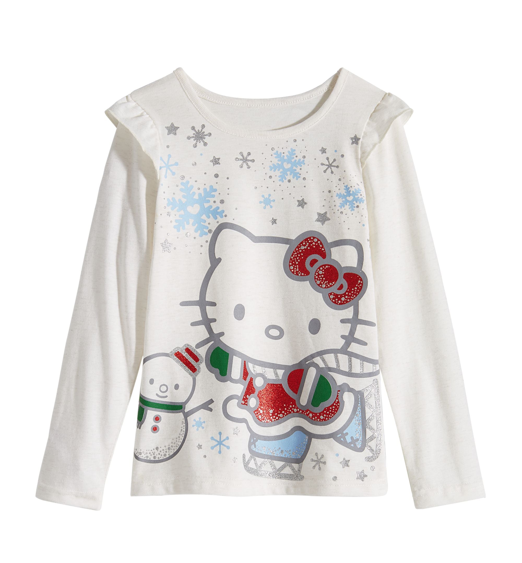 Hello Kitty Little Girls Graphic Print Ruffled T-Shirt