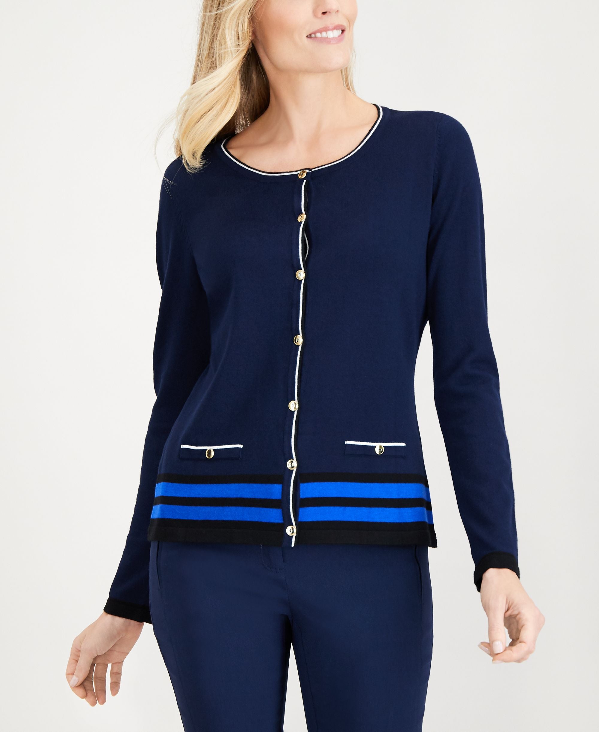 Karen Scott Tipped Cardigan Sweater