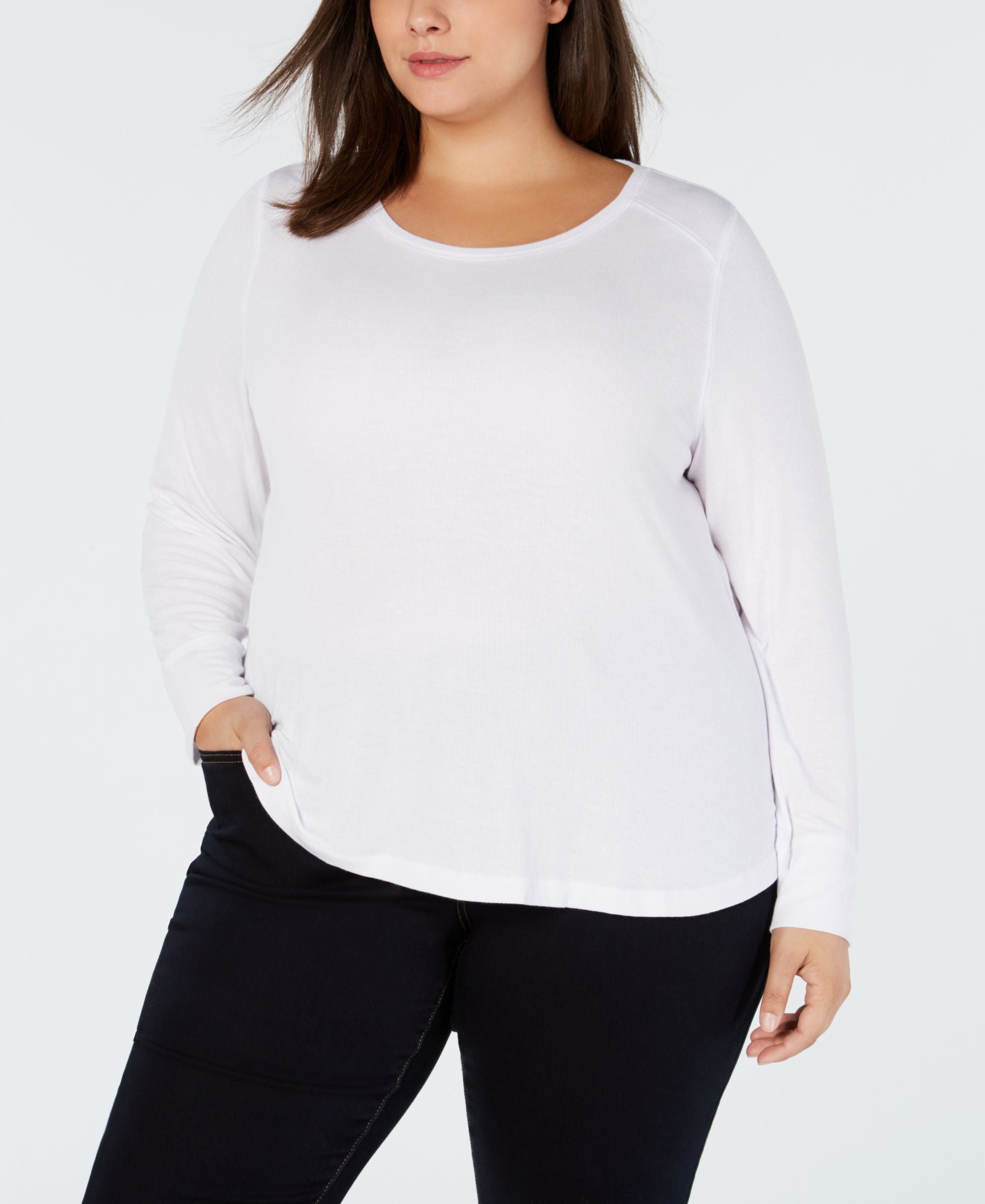 I.N.C. Plus Size Ribbed Shirttail Top