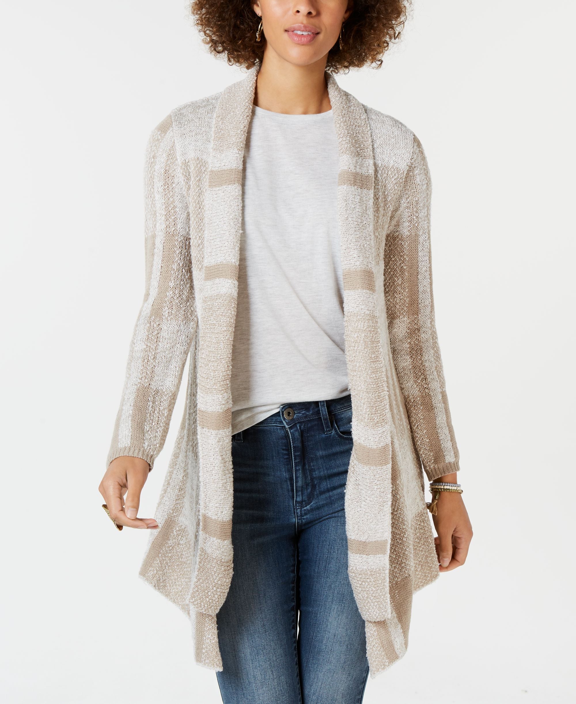 Petite Plaid Boucle Cardigan