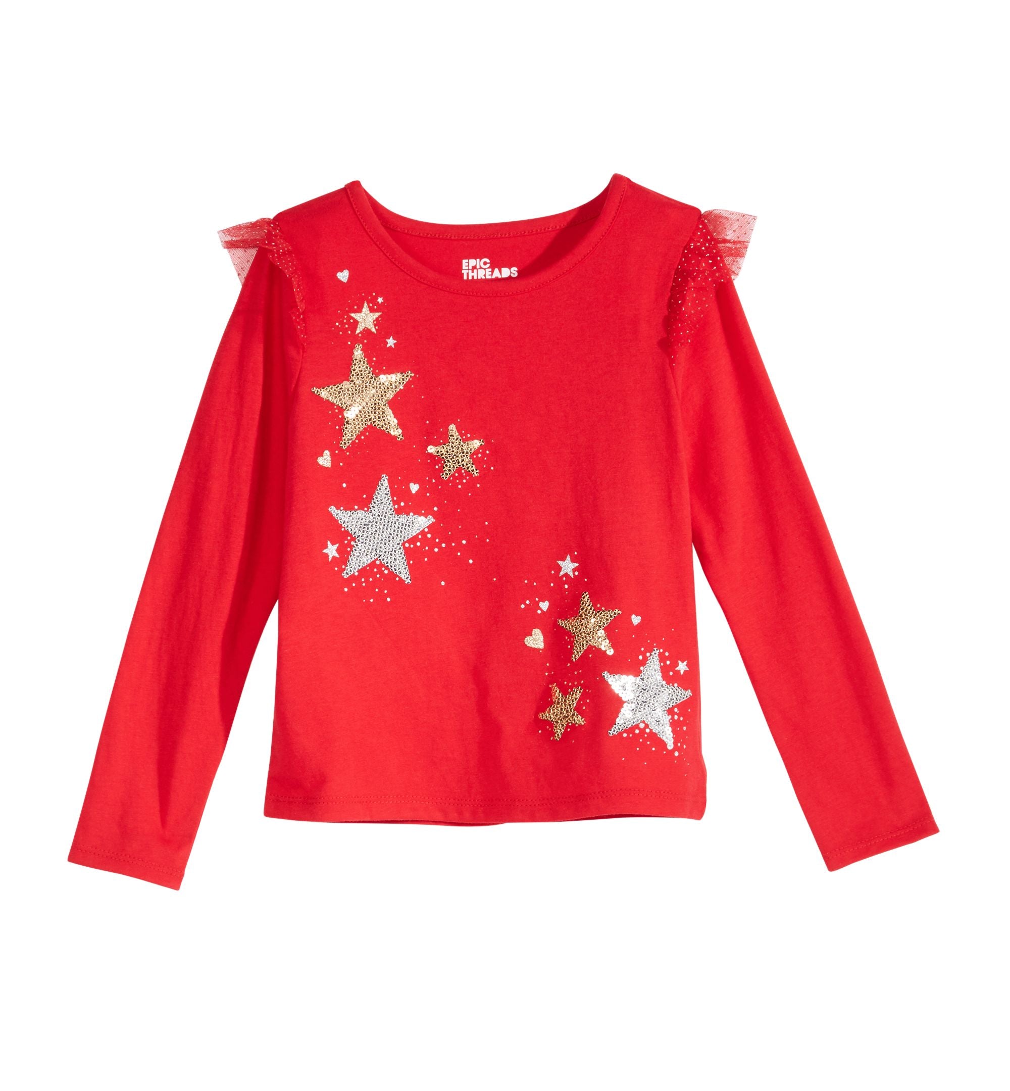 Epic Threads Little Girls Star Print Ruffled T-Shirt