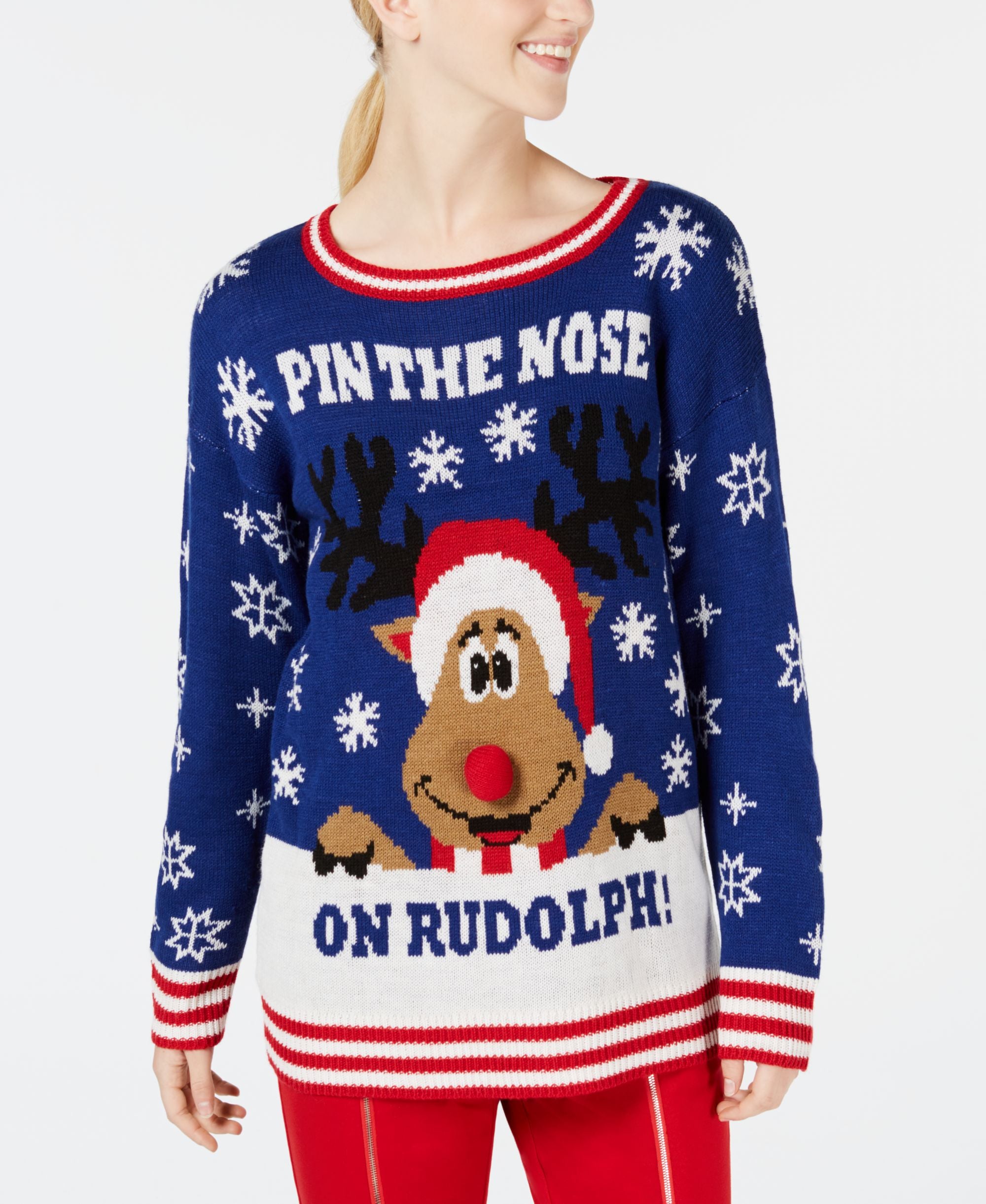 Ultra Flirt By Ikeddi Juniors Rudolph Reindeer Sweater