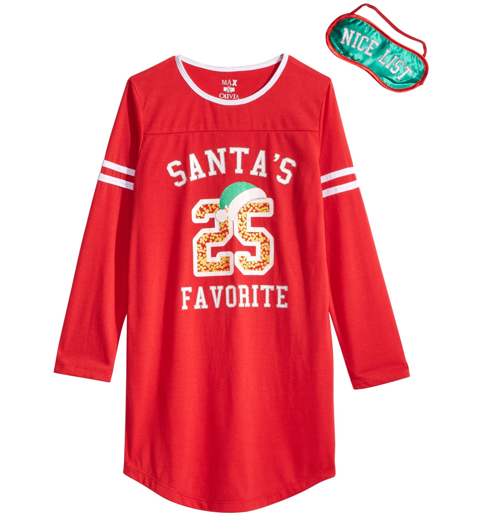 Big Girls Santa Nightgown & Eye Shade