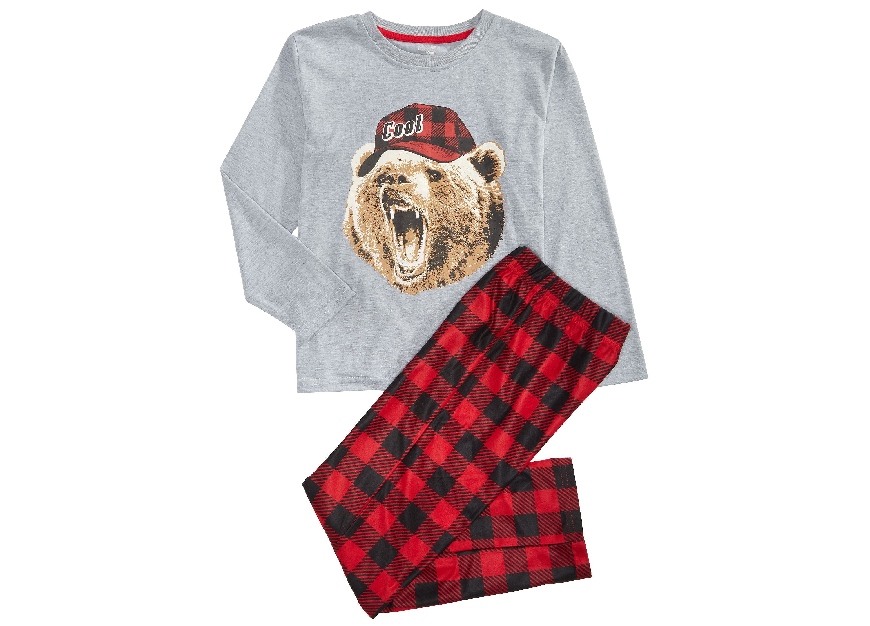 Max & Olivia Little Big Boys 2-pc. Bear In Hat Pajamas Set Gray XS (4/5)
