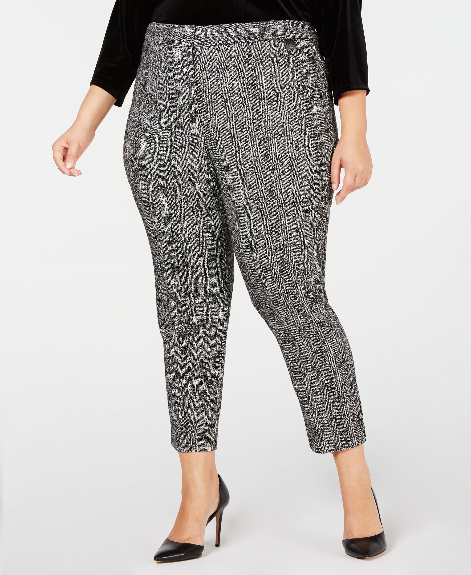 Plus Size Tweed Ankle Pants