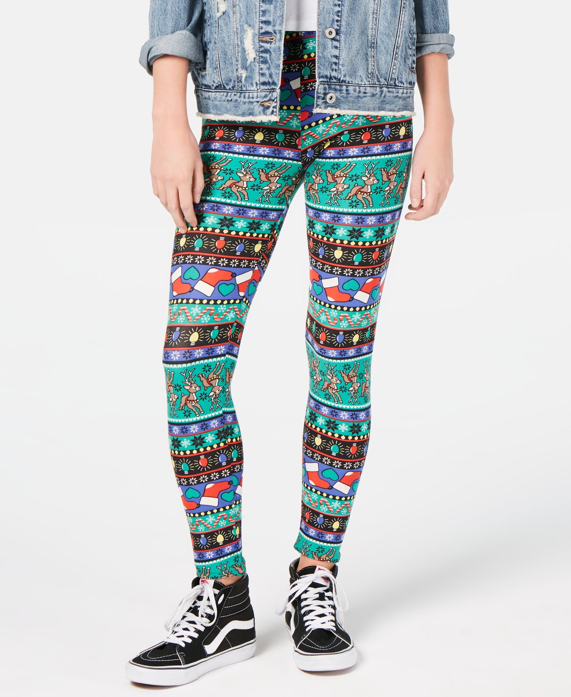 Planet Gold Juniors Printed Holiday Leggings