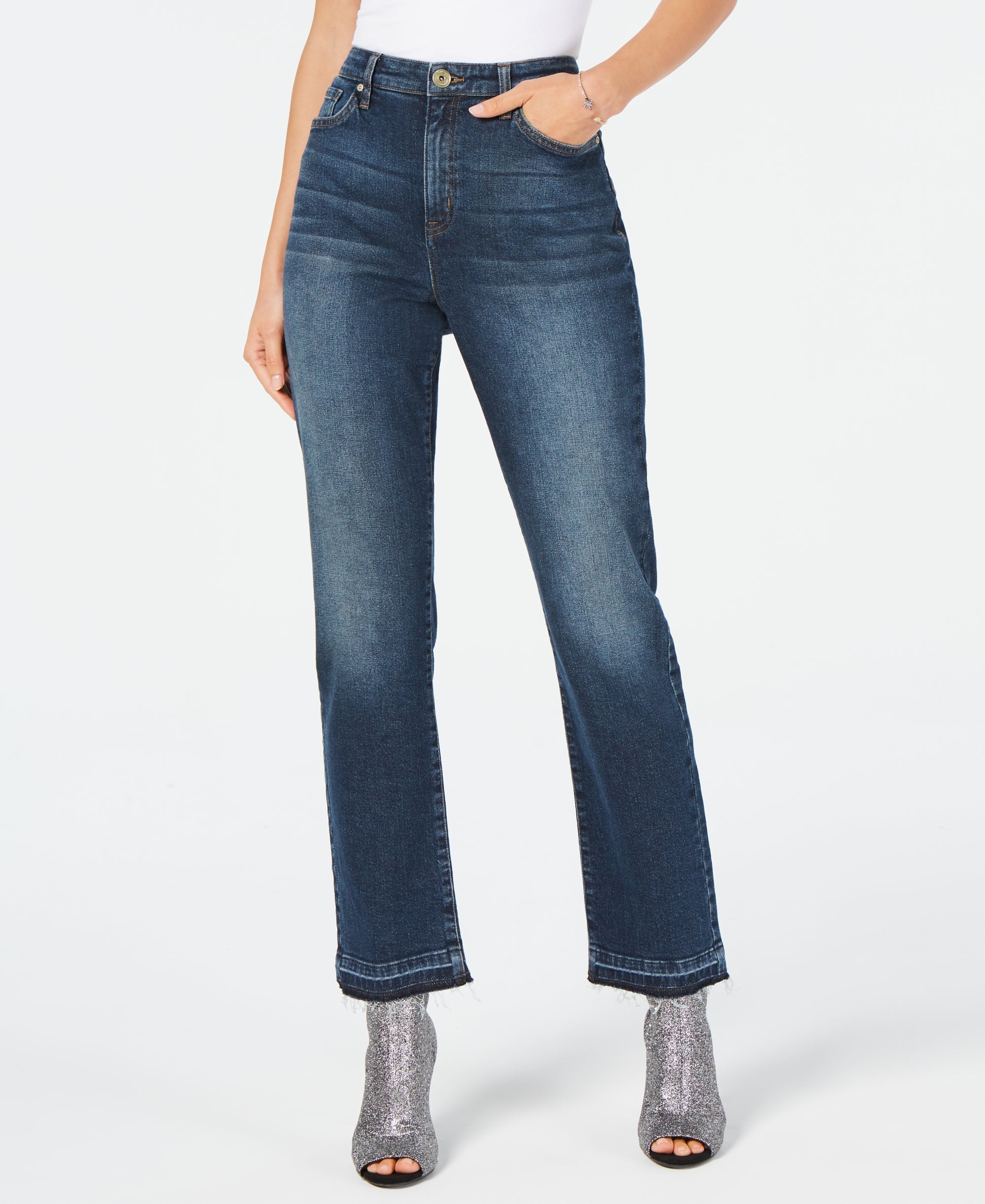 I.N.C. High-Waisted Straight-Leg Jeans