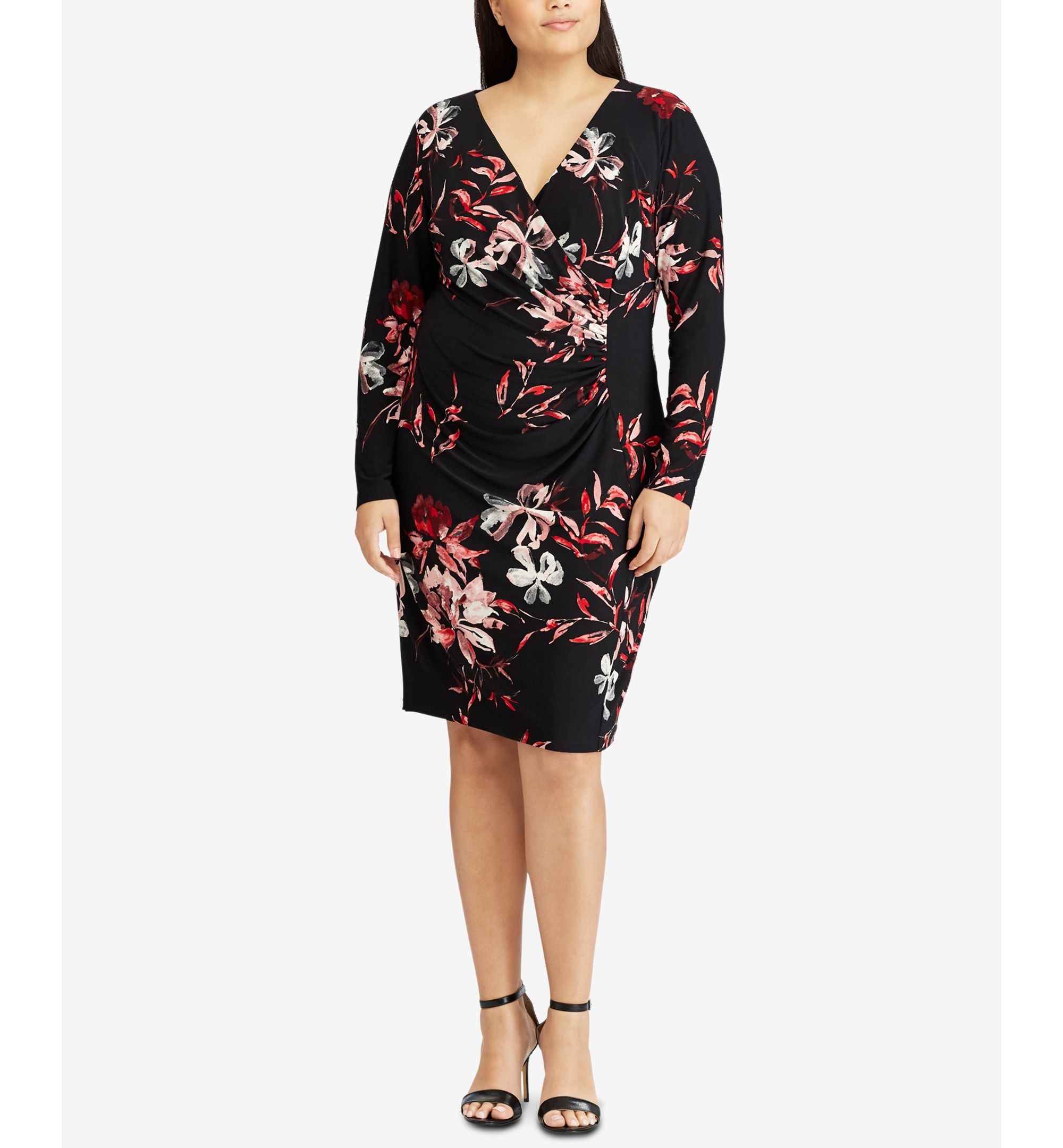 Shirred Floral-Print Dress