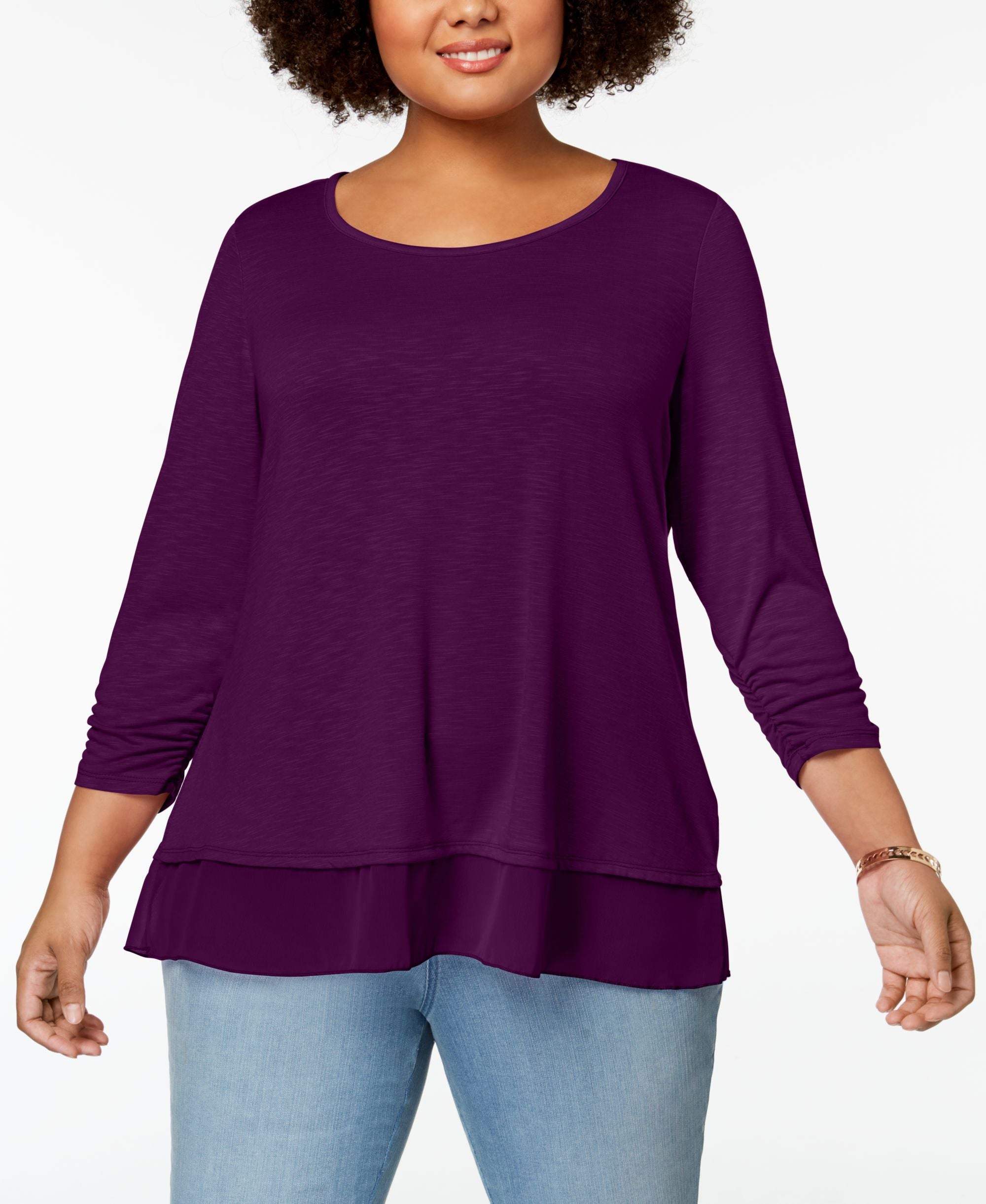 Style & Co Plus Size Chiffon Hem Top