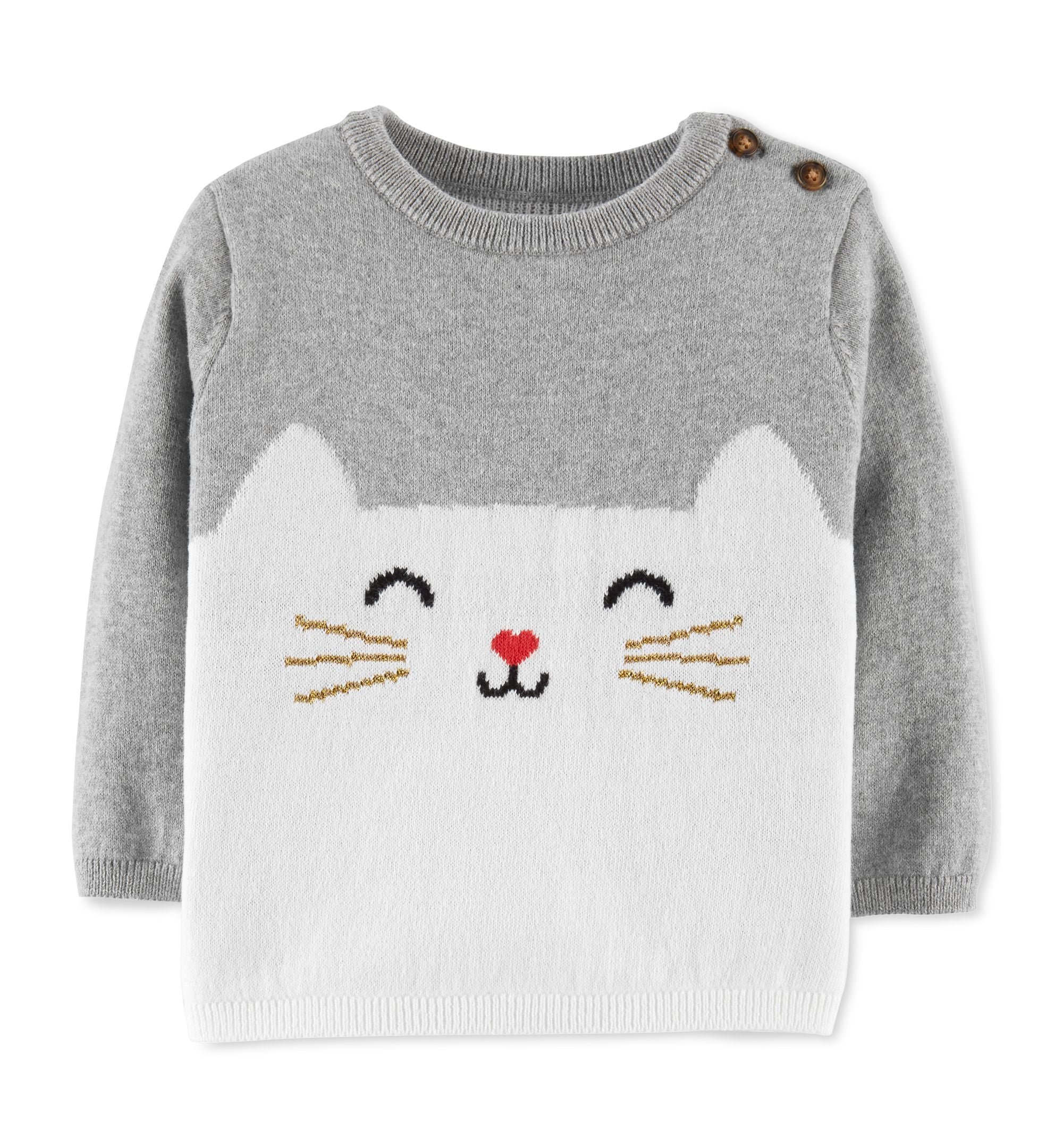 Carters Baby Girls Cotton Cat Sweater