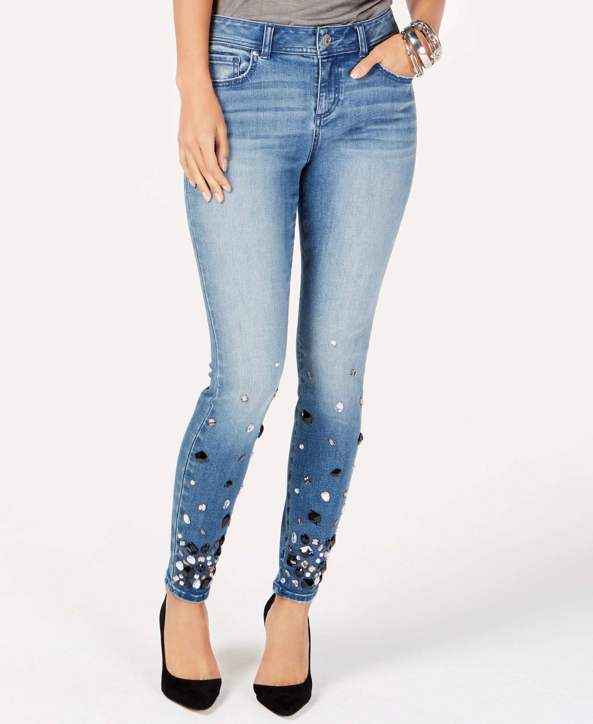 Rhinestone Embellished Skinny Jeans