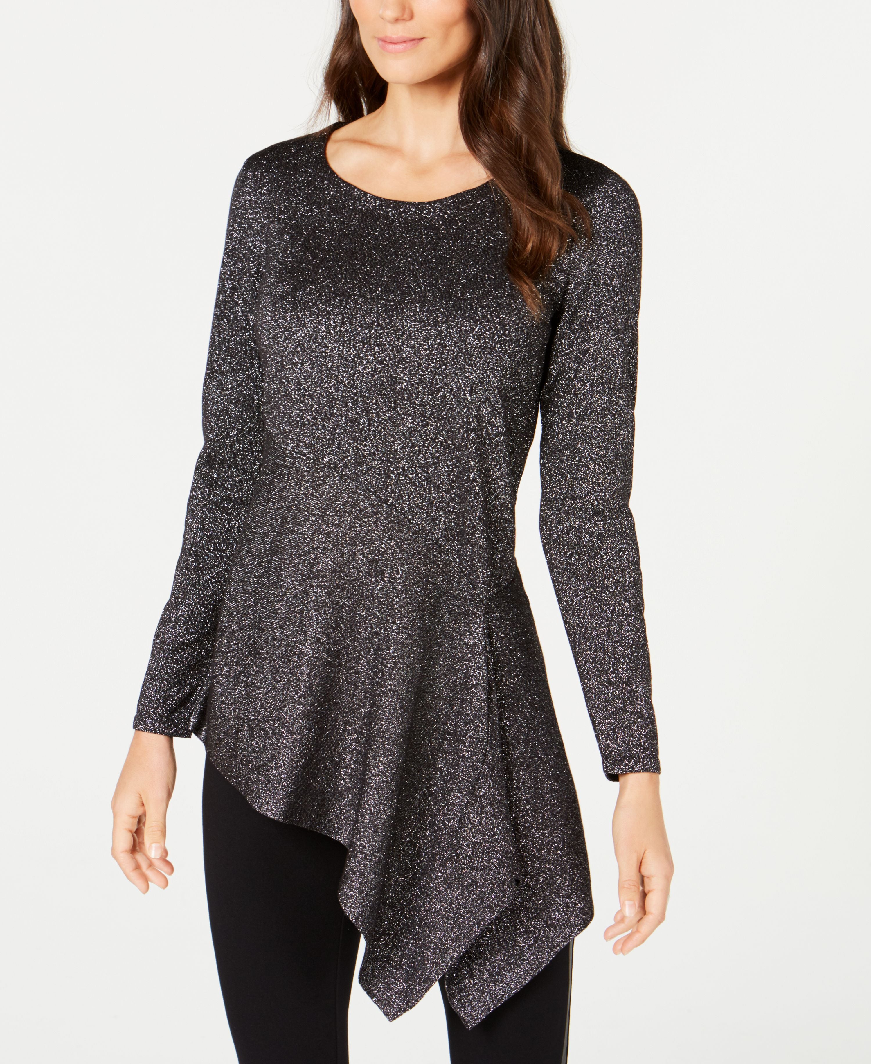 Metallic Asymmetrical Sweater