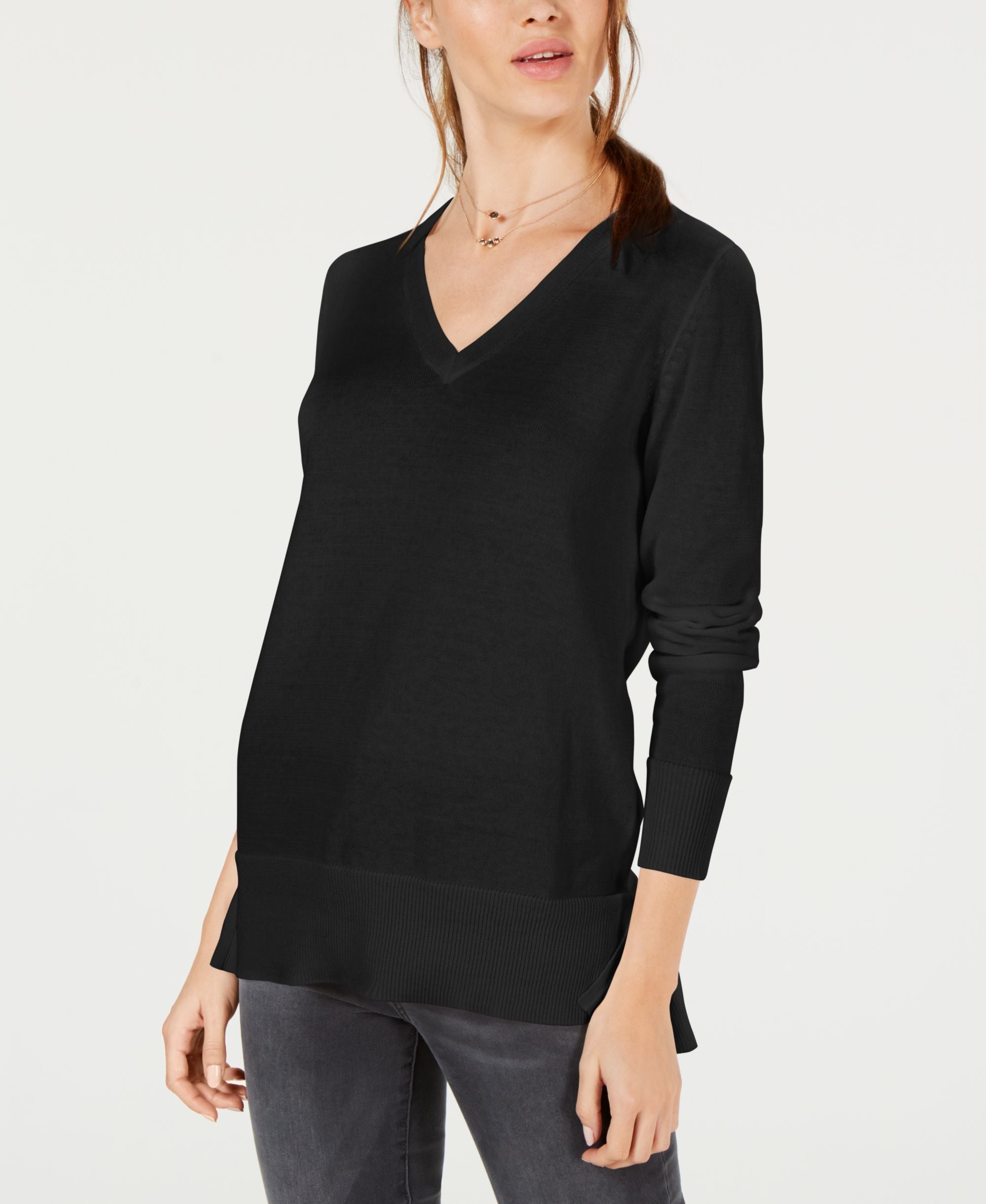 Maison Jules V Neck Tunic Sweater