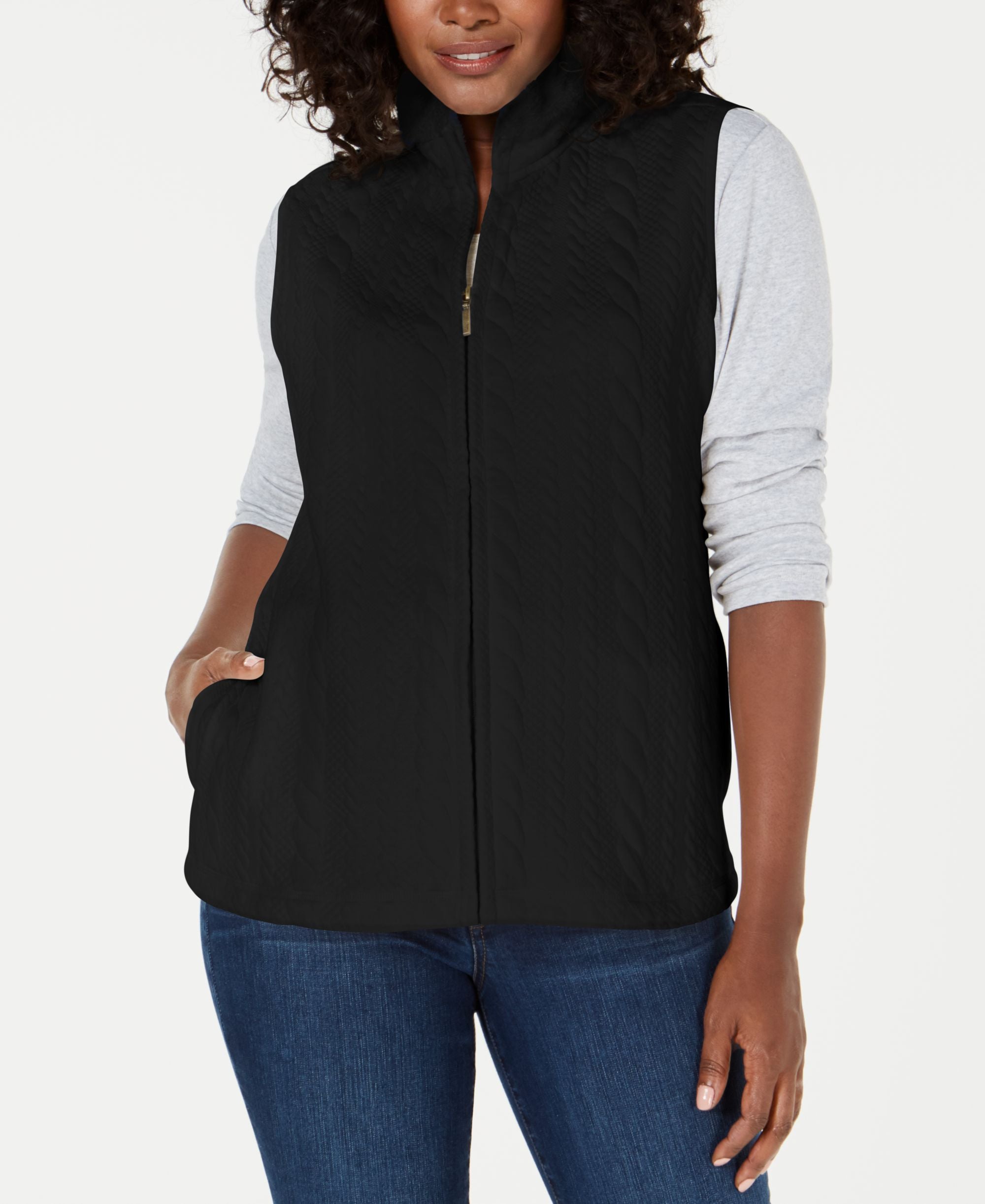 Karen Scott Petite Cable Pattern Vest