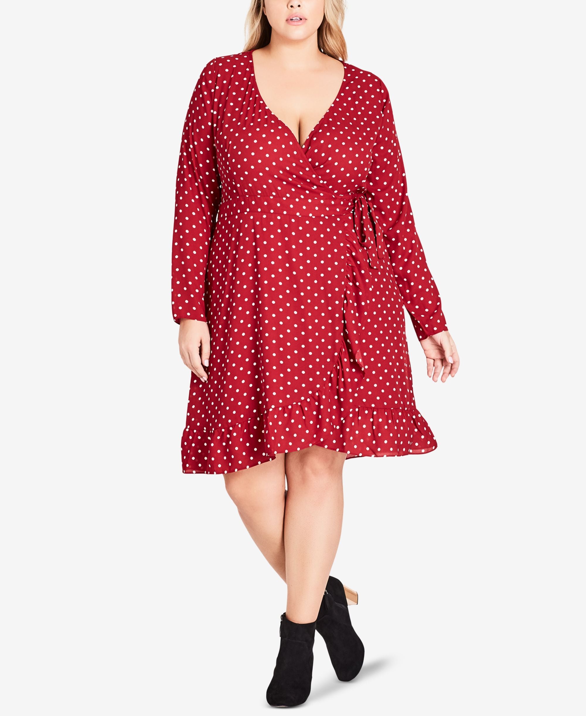 Trendy Plus Size Printed Wrap Dress