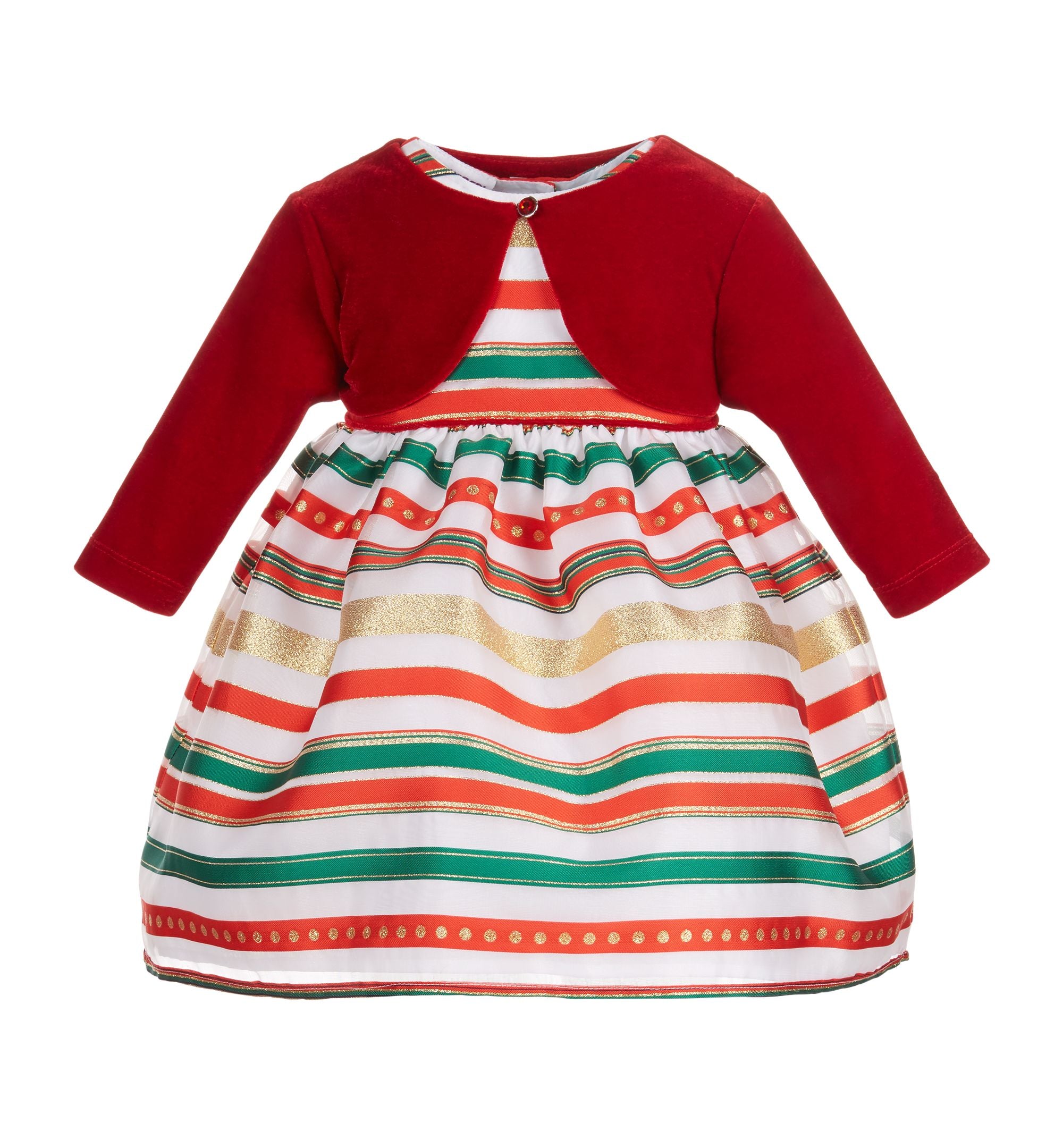 Blueberi Boulevard Baby Girls 2 Pc. Shrug Striped Dress Set