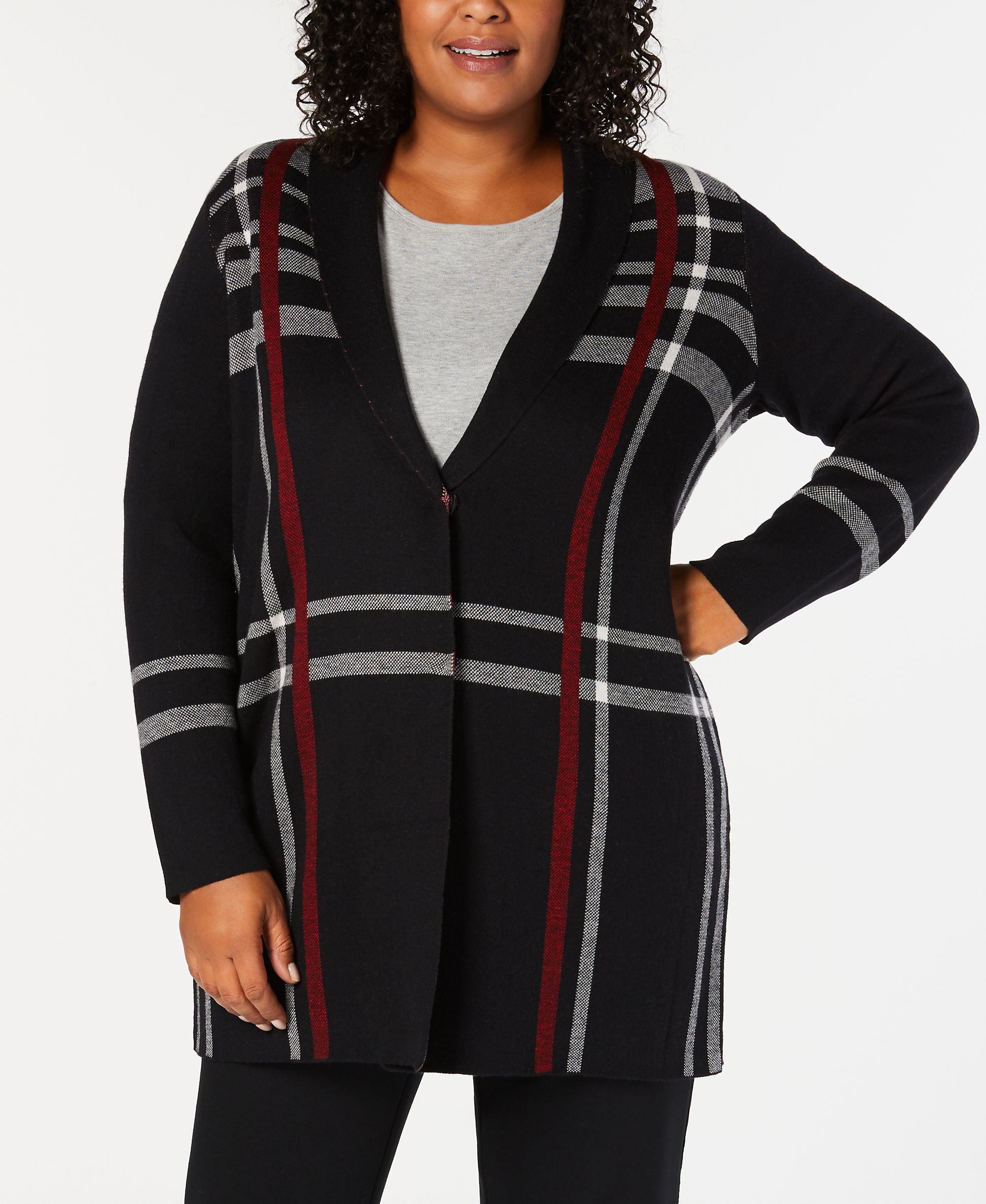 Charter Club Plus Size Plaid Cardigan