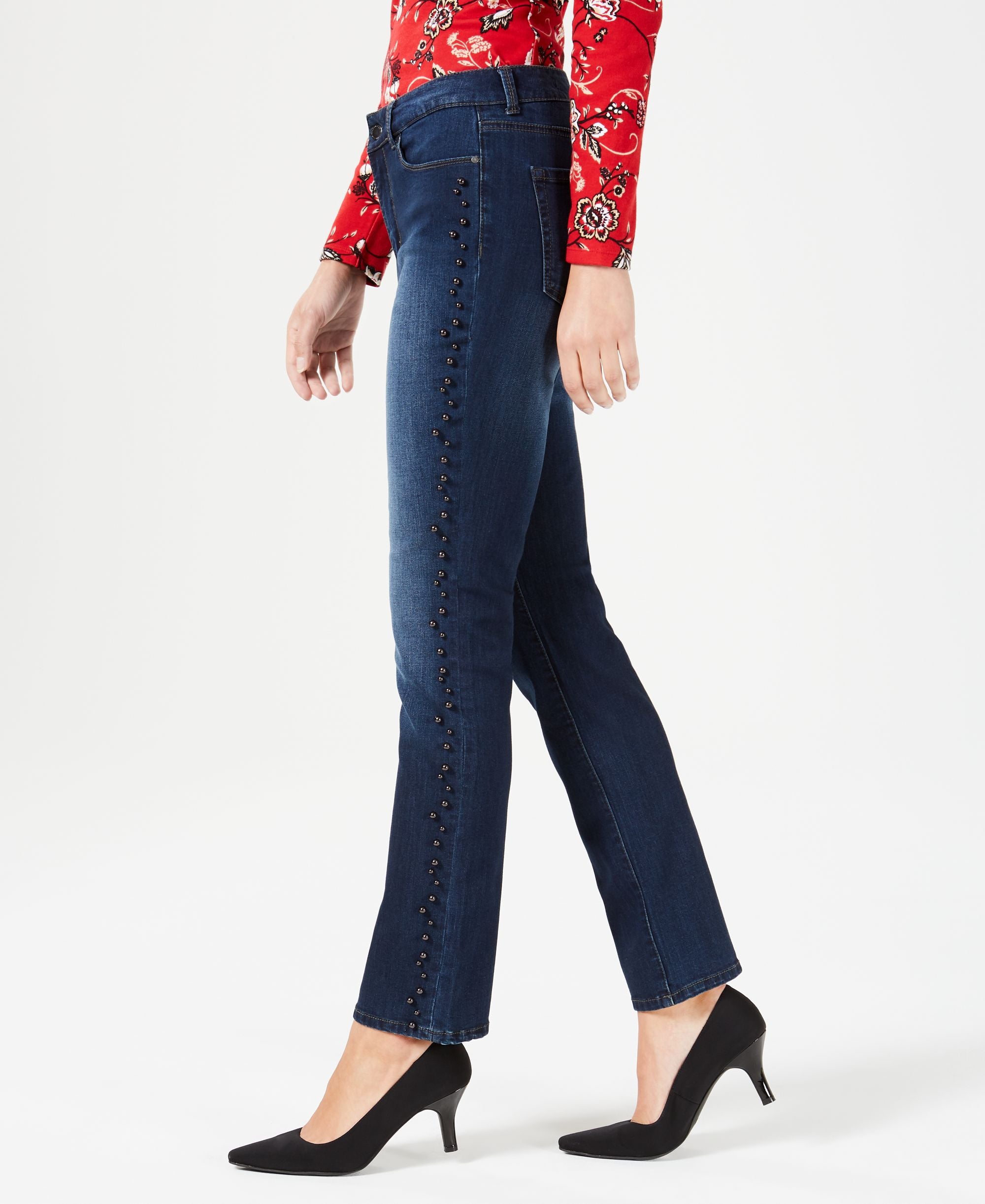 Charter Club Faux Pearl Trim Jeans