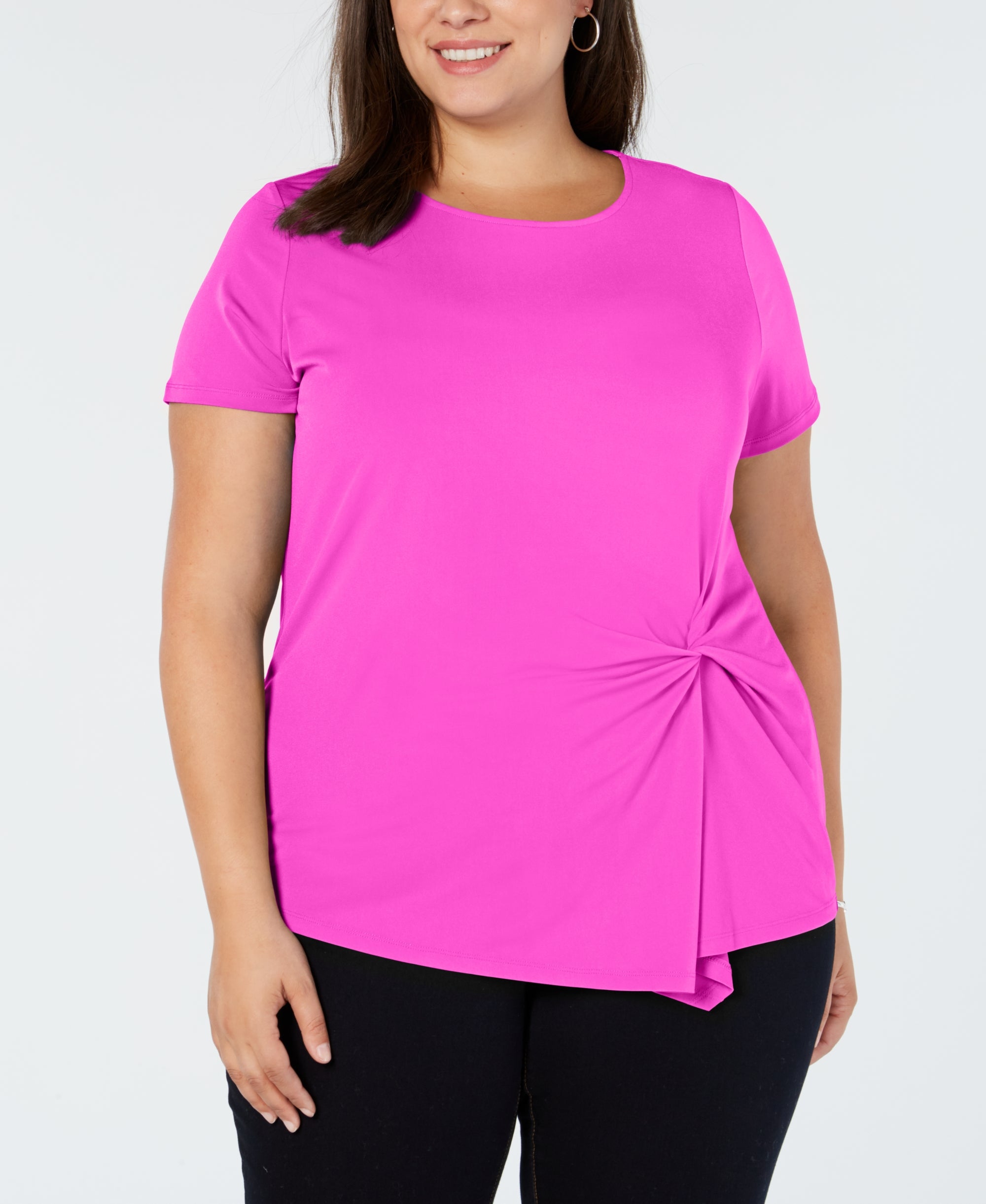 INC Plus Size Twisted Asymmetrical Top
