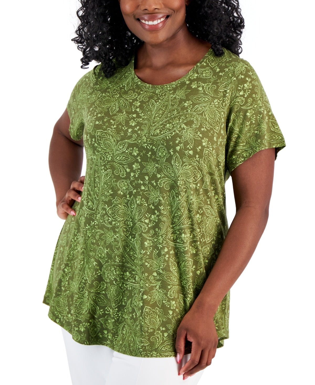 Plus Size Paige Paisley Short-Sleeve Top