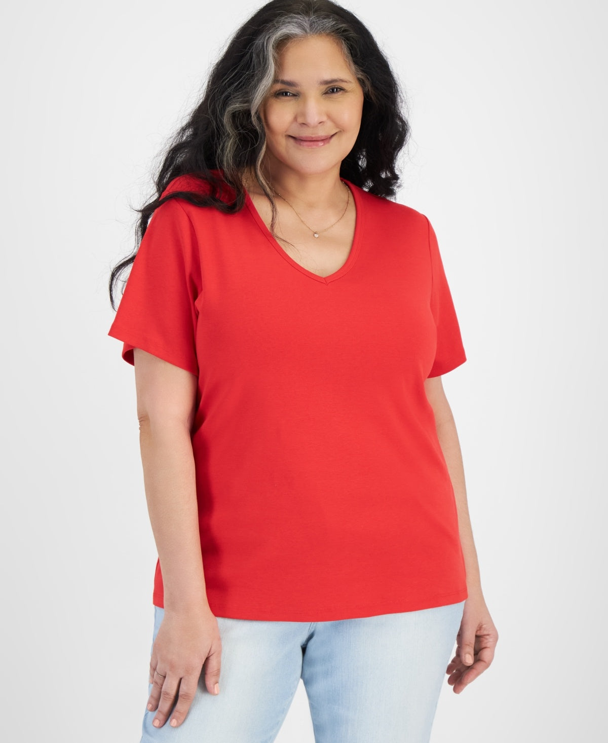 Plus Size Short-Sleeve V-Neck Top