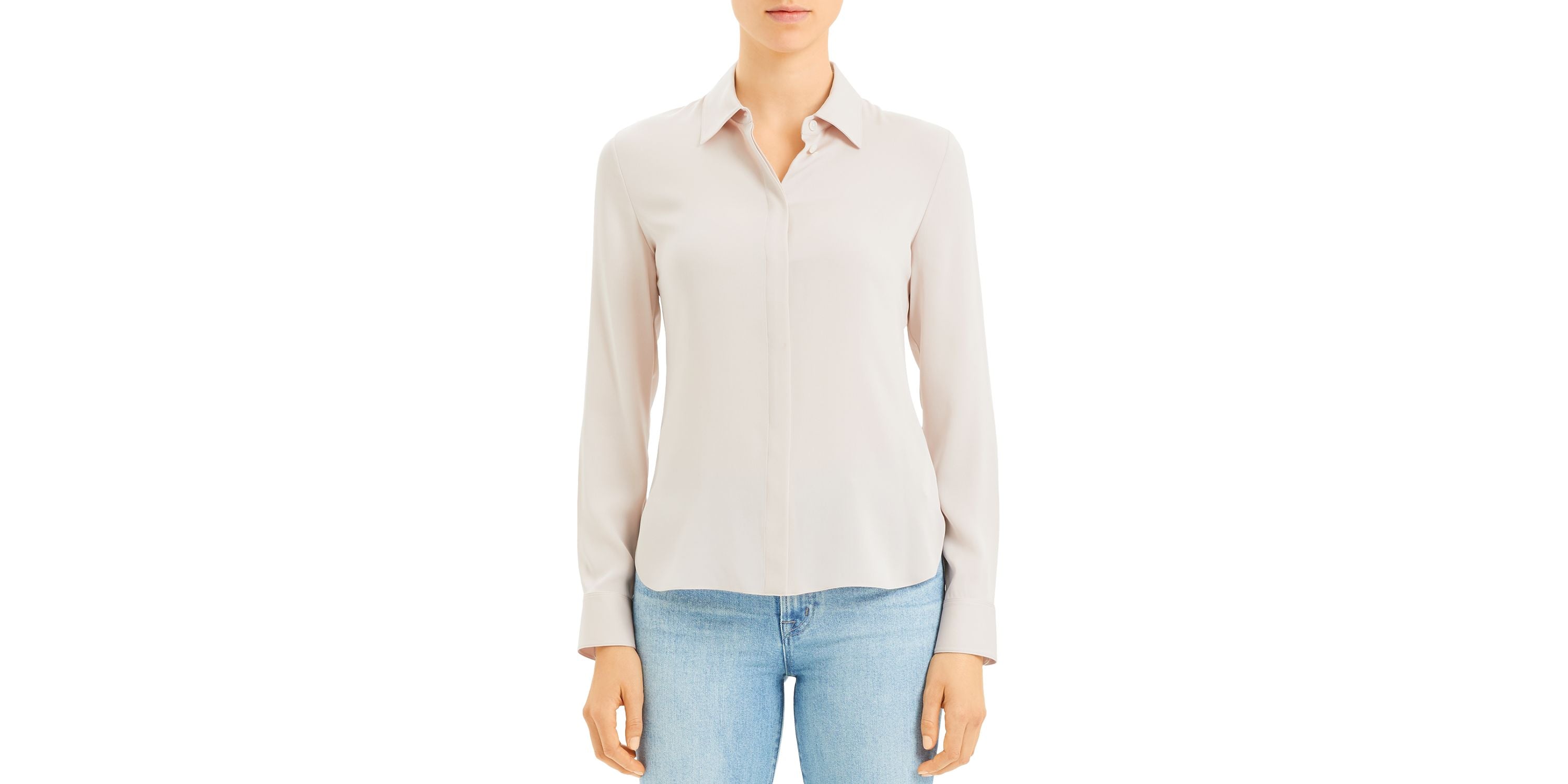 Theory Silk-Stretch Classic Fitted Button-Down Shirt