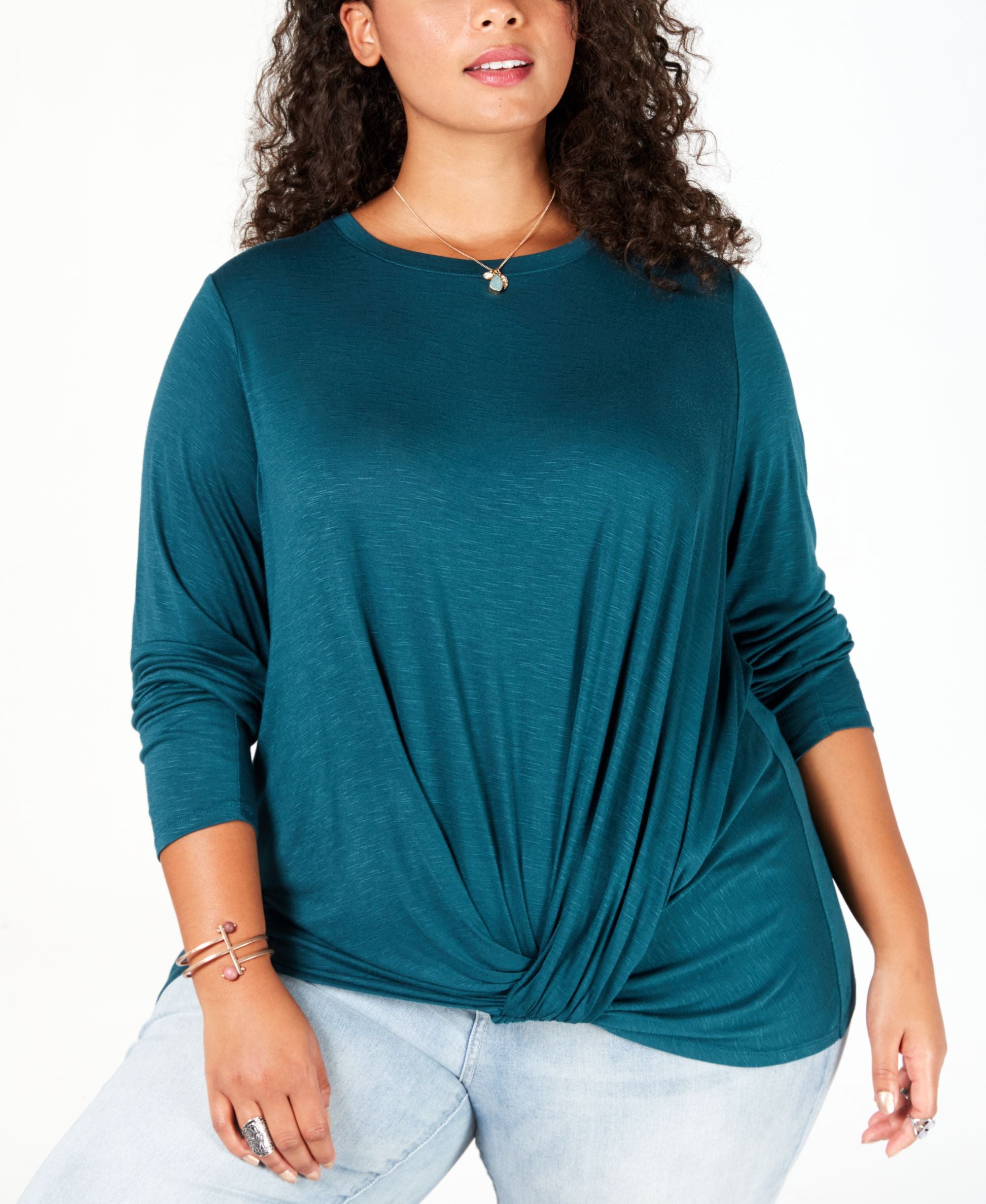 Eyeshadow Trendy Plus Size Twist Hem Top