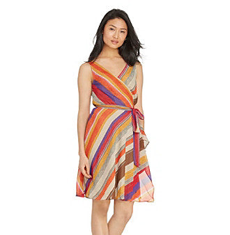 Lauren Ralph Lauren Petite Striped Wrap Dress