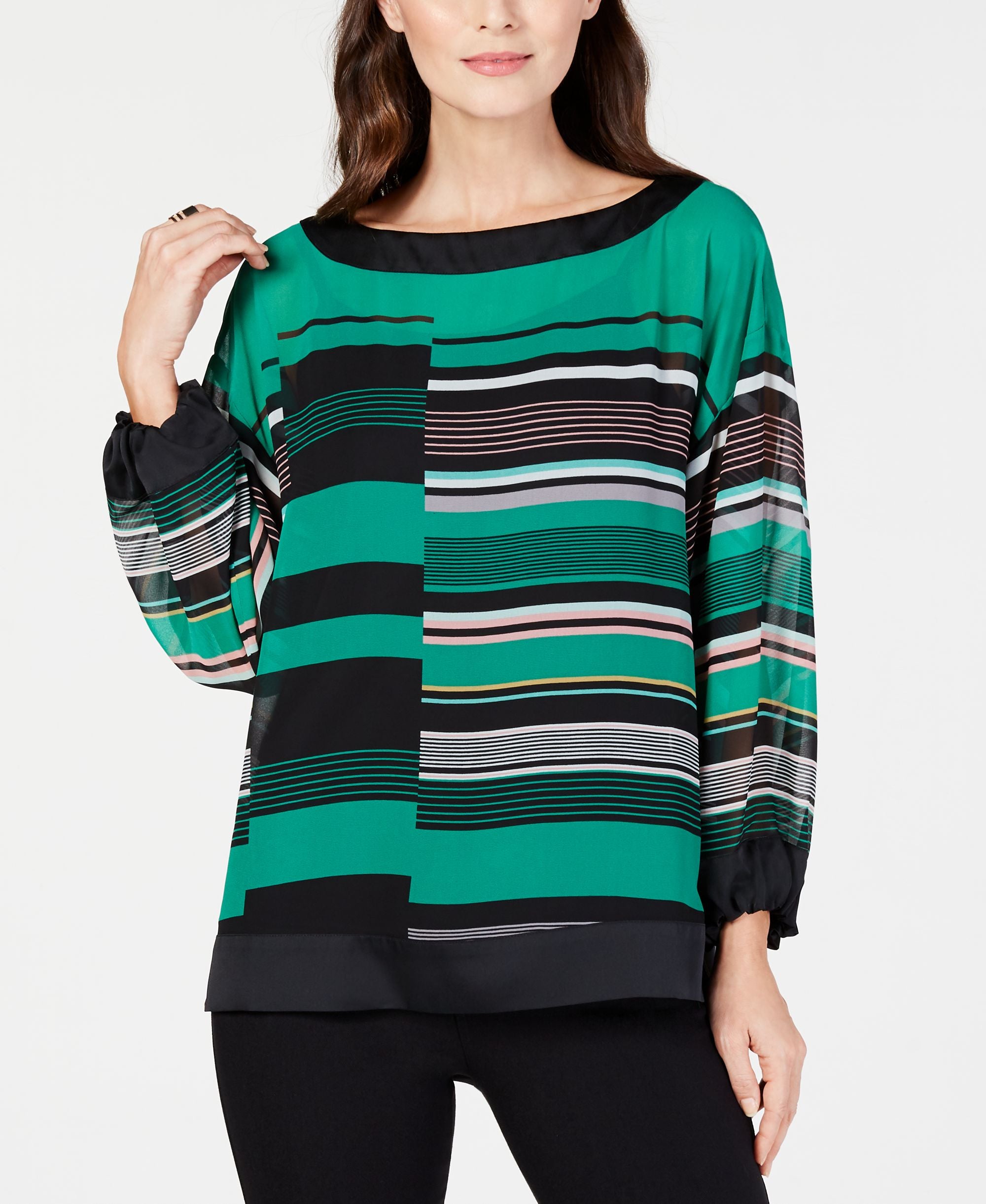 Alfani Striped Boat Neck Top