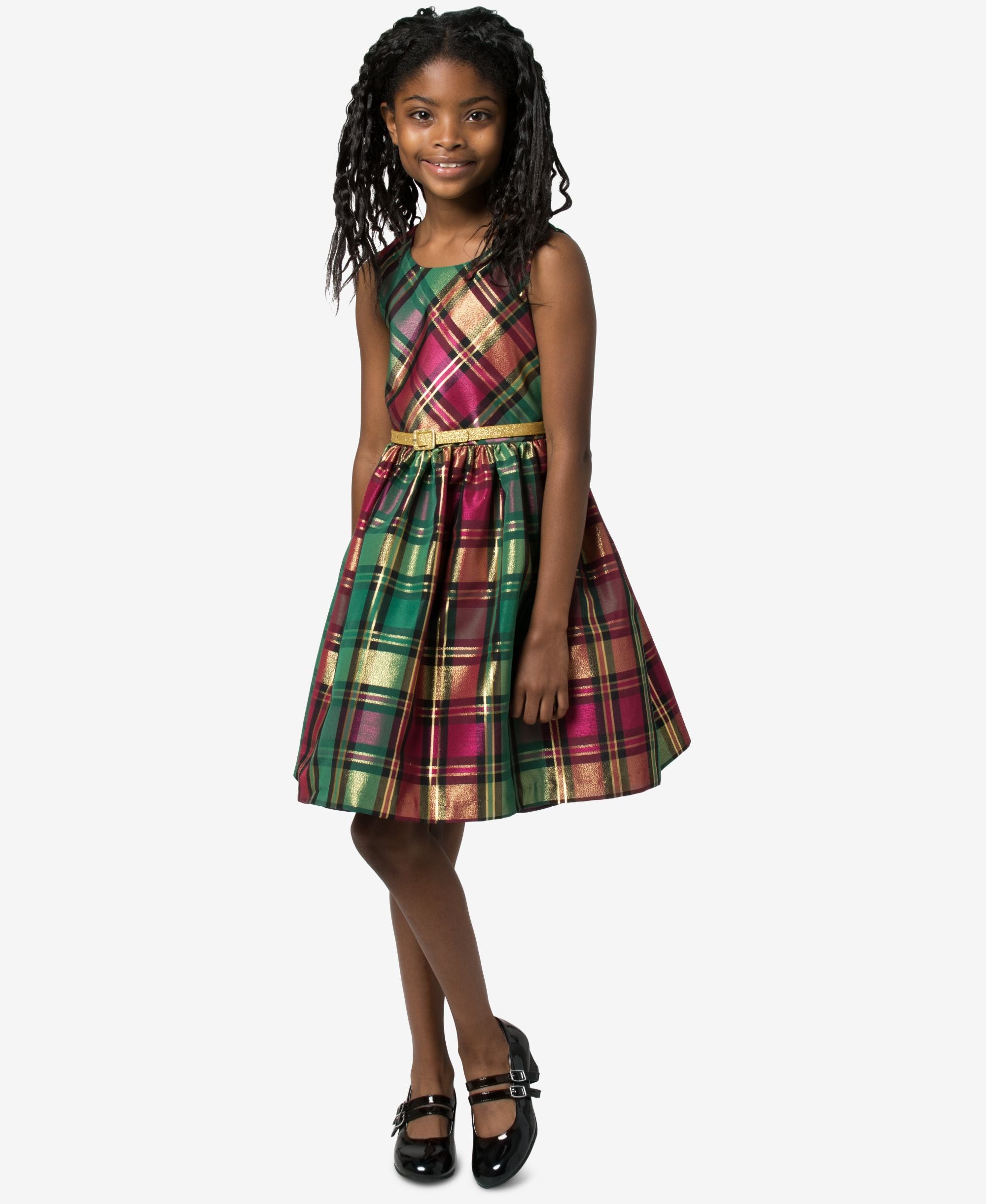 Bonnie Jean Big Girls Metallic Plaid Dress