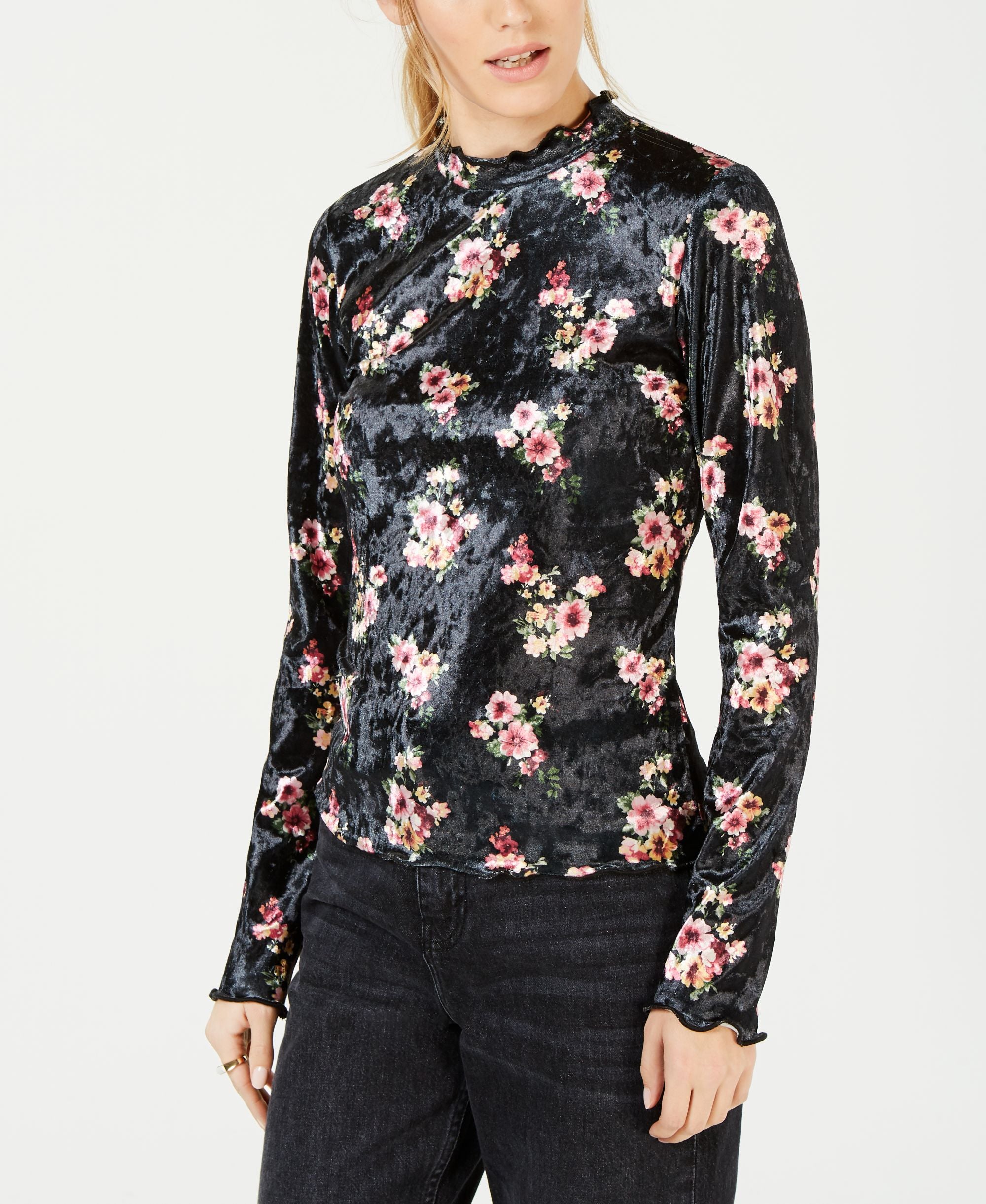 Derek Heart Juniors Velvet Mock Neck Top