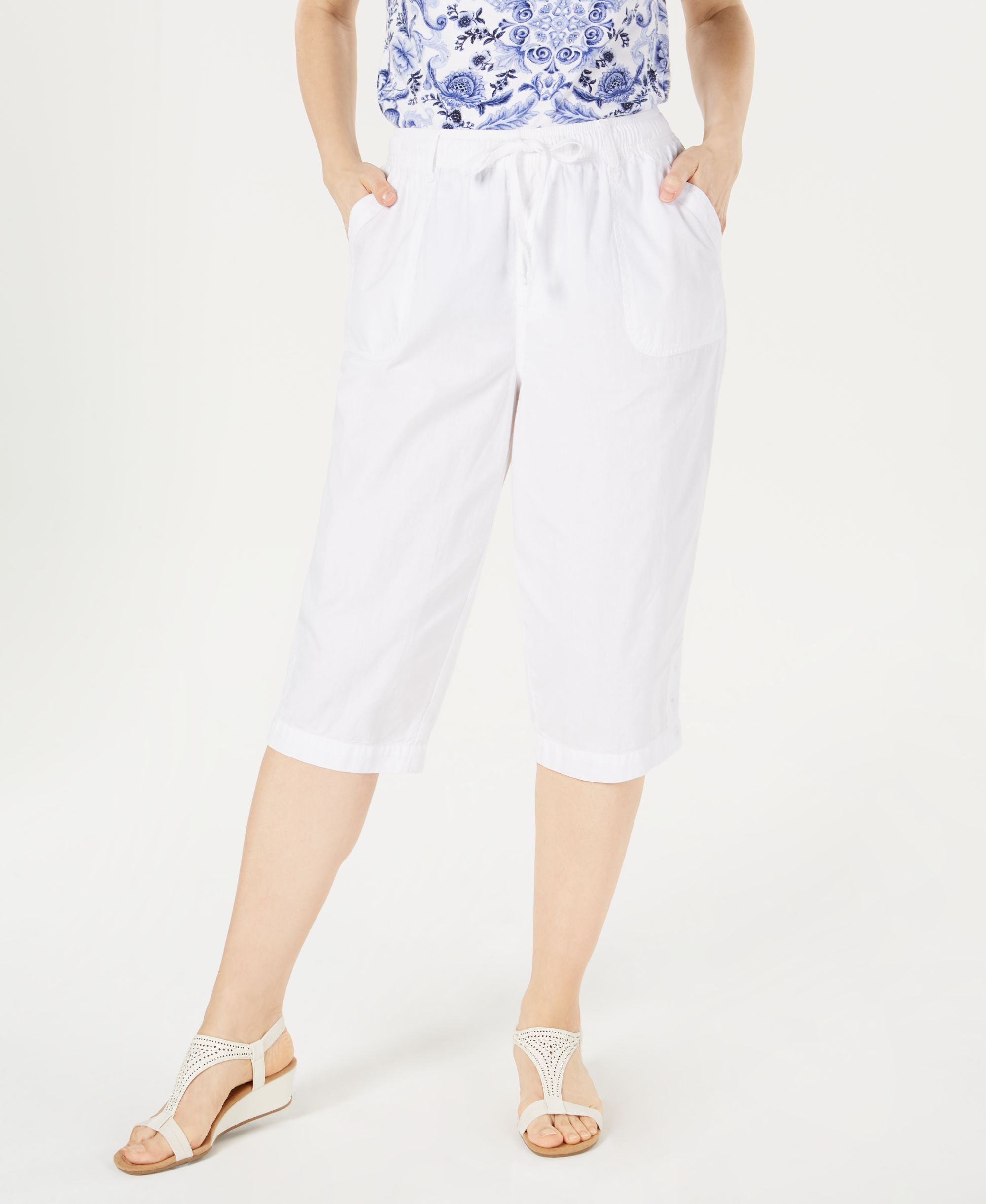 Karen Scott Petite Cotton Eyelet Chino Skimmer Shorts