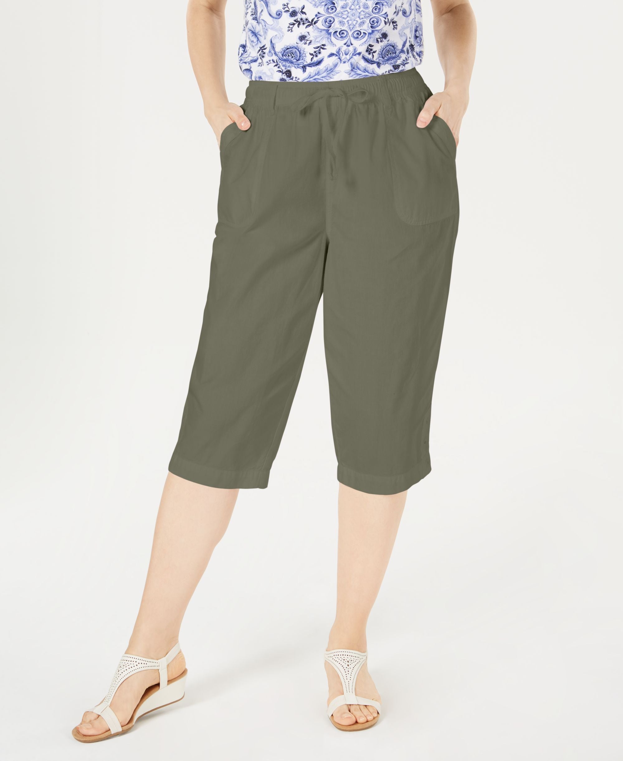 Karen Scott Cotton Cropped Pants