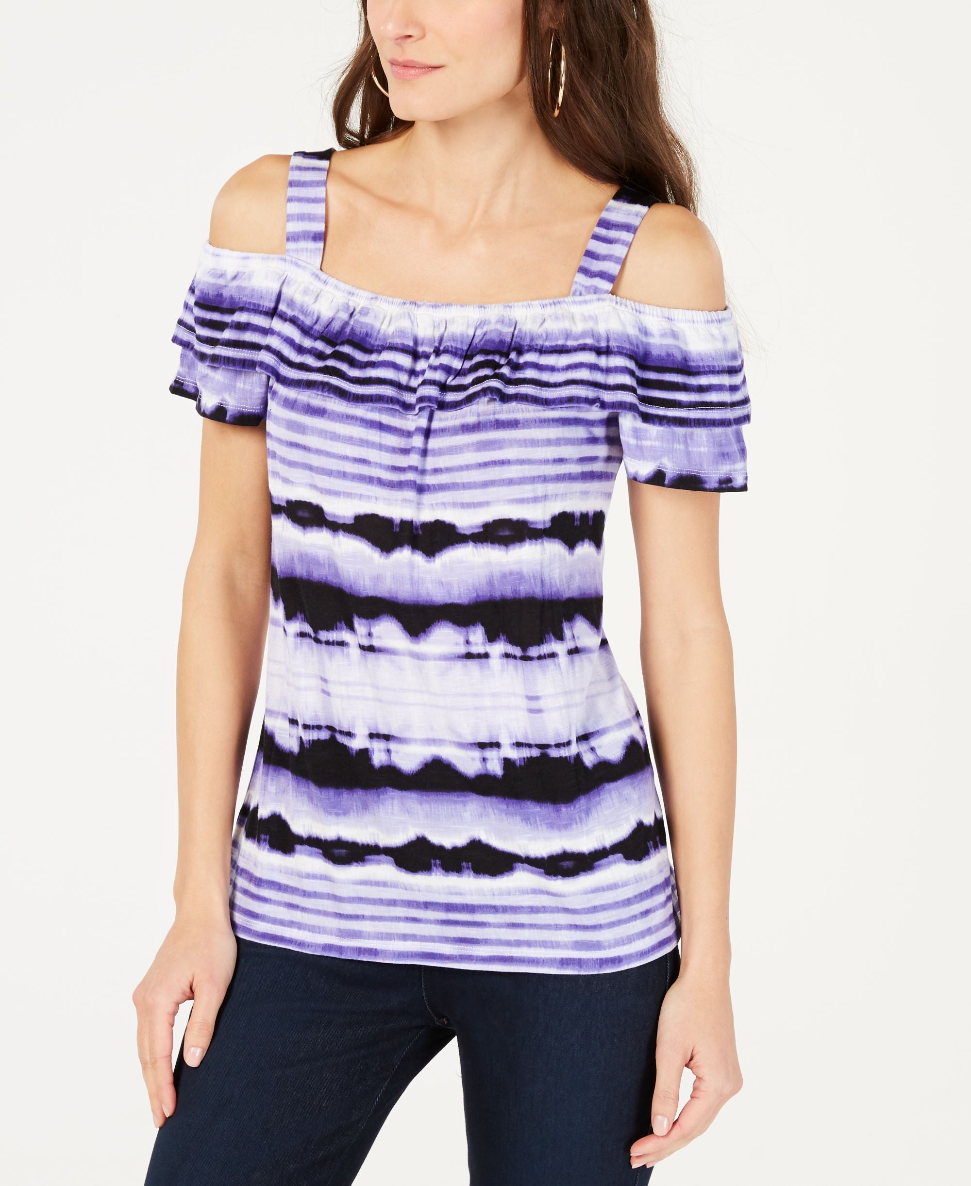 Striped Cold Shoulder Top