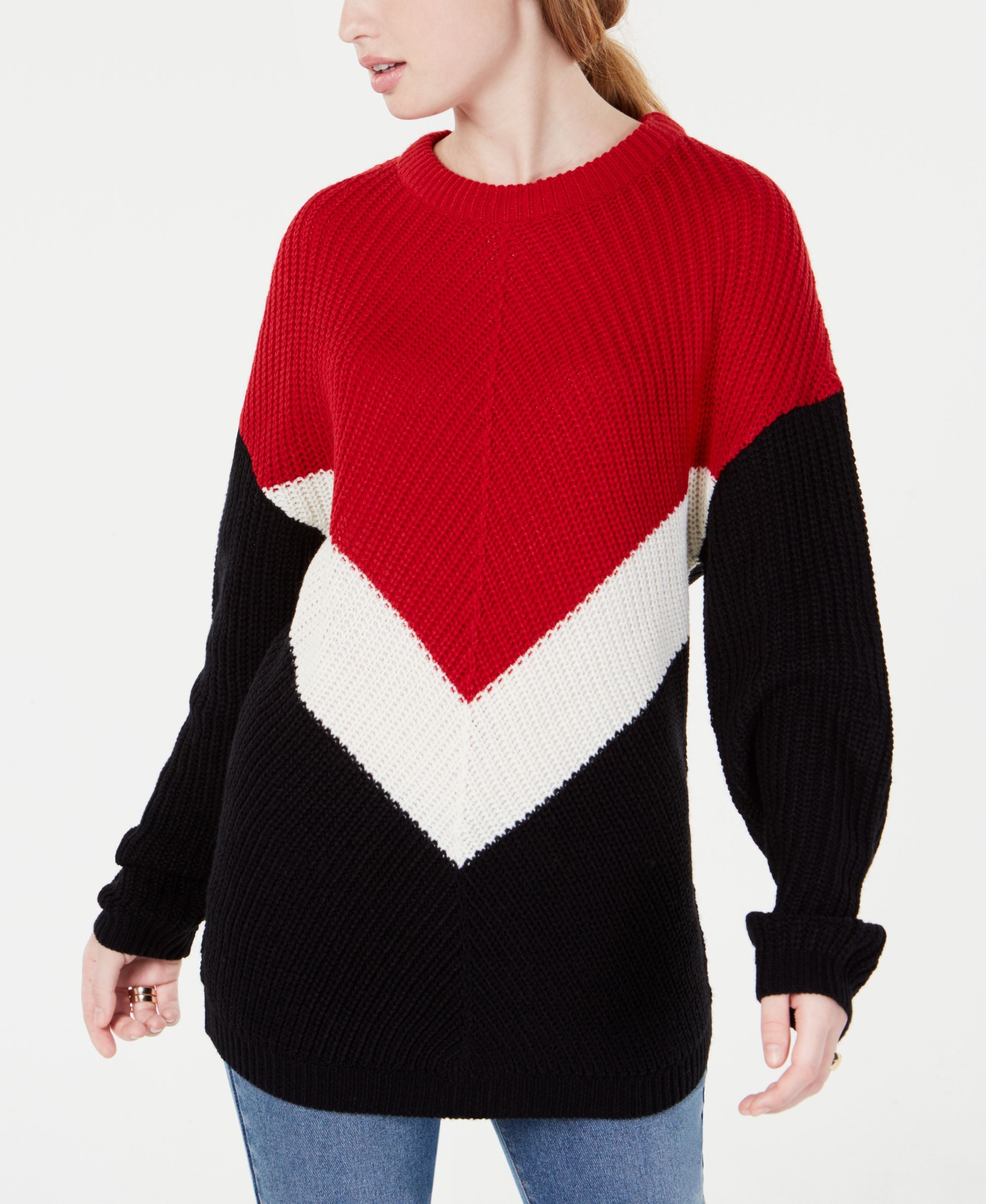 Planet Gold Juniors Colorblocked Chevron Sweater