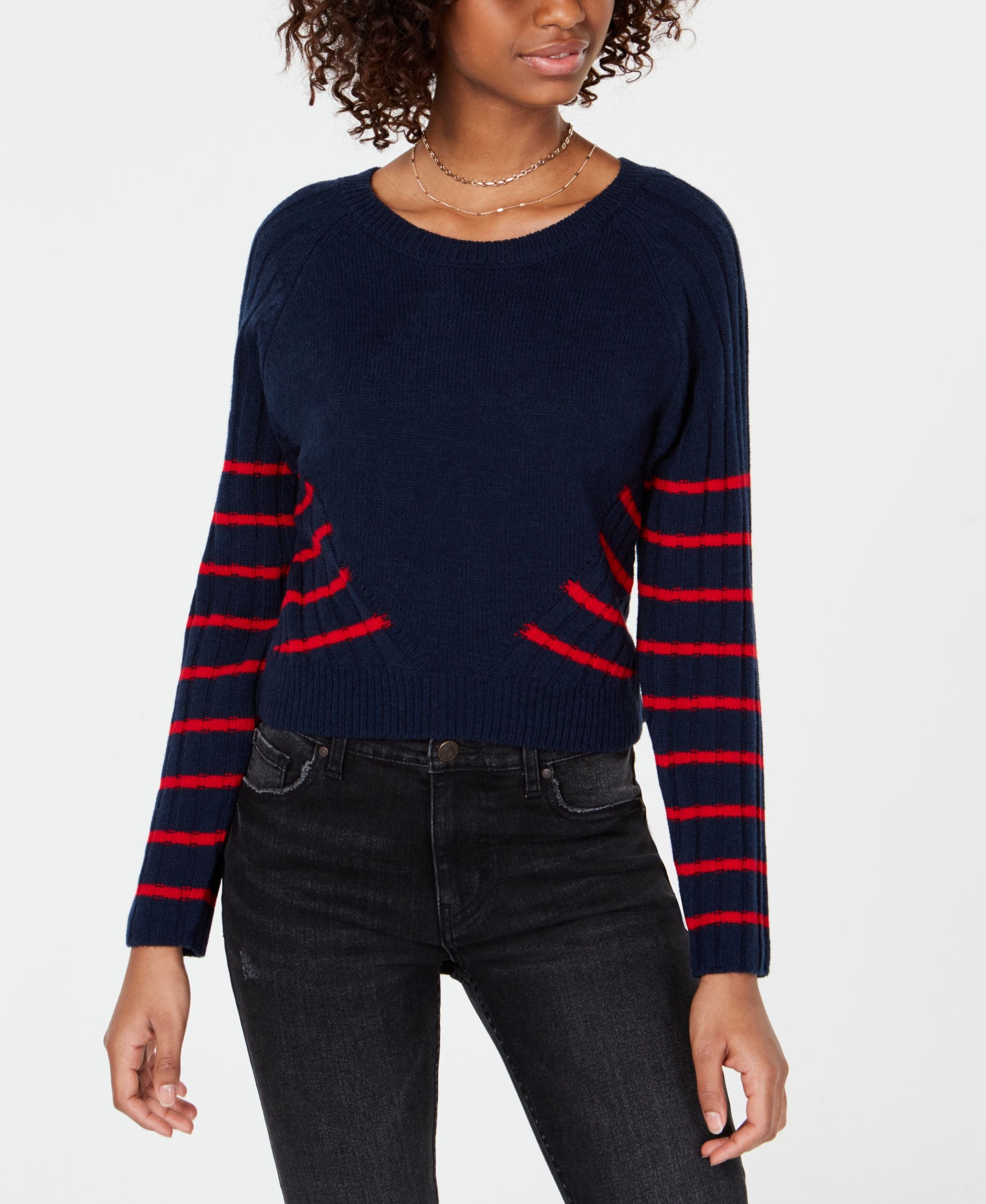 Planet Gold Juniors Striped Rib Knit Sweater