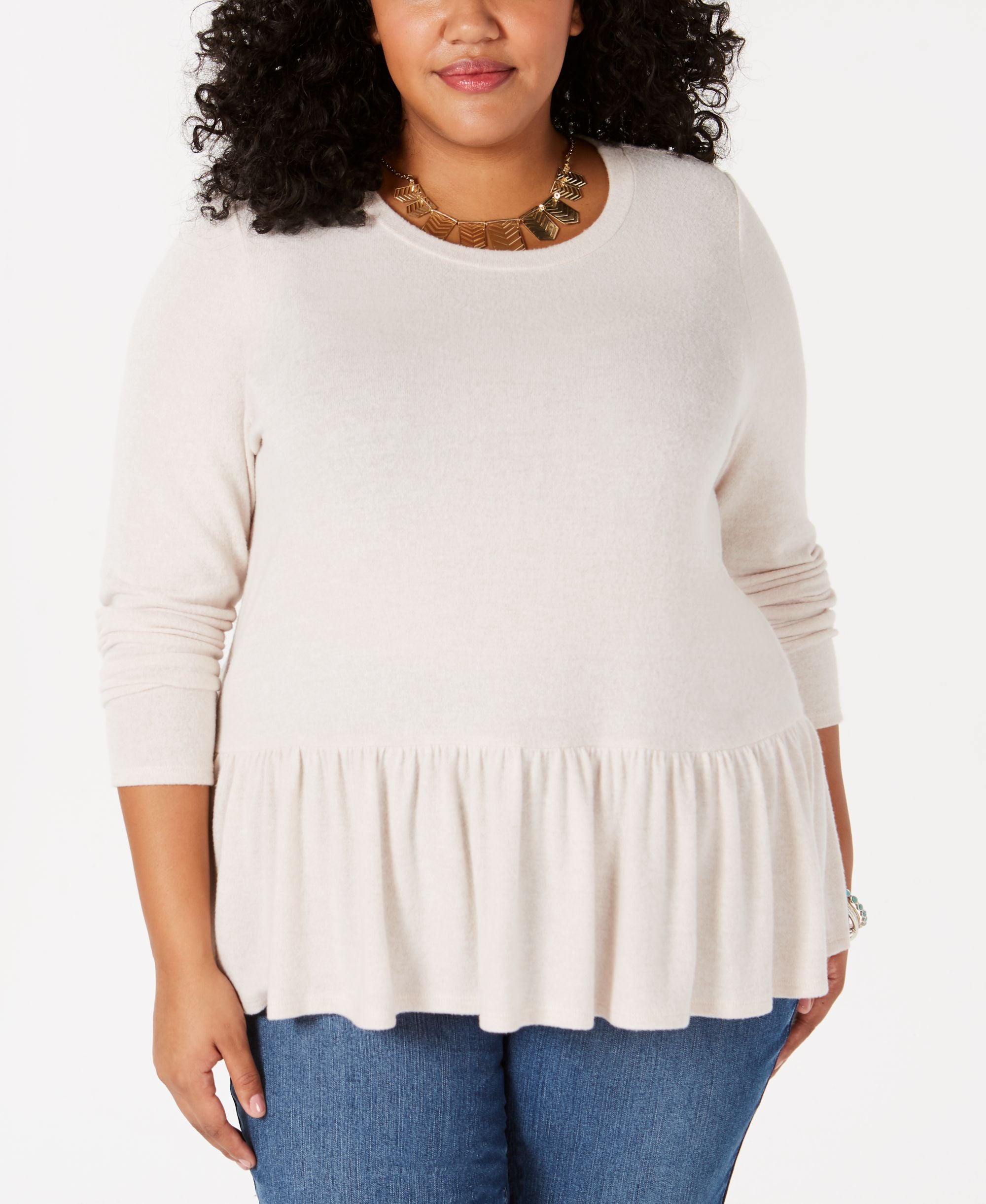 Soprano Plus Size Flounce Bottom Sweater