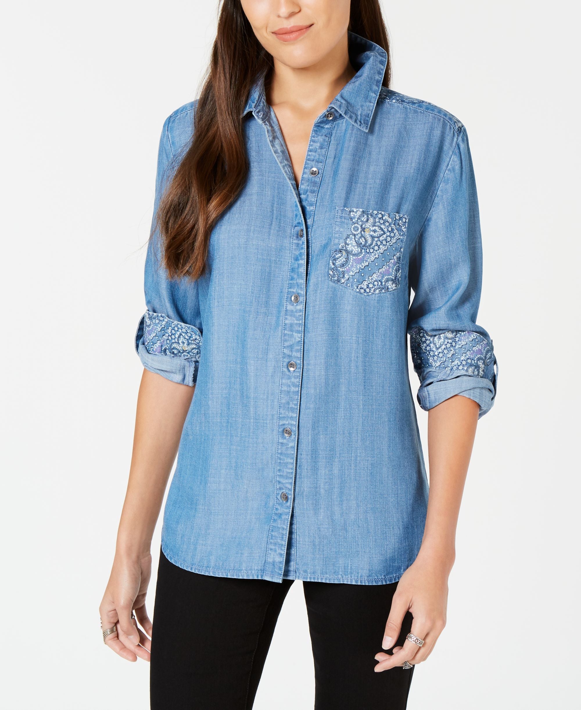Style & Co Petite Denim Utility Shirt