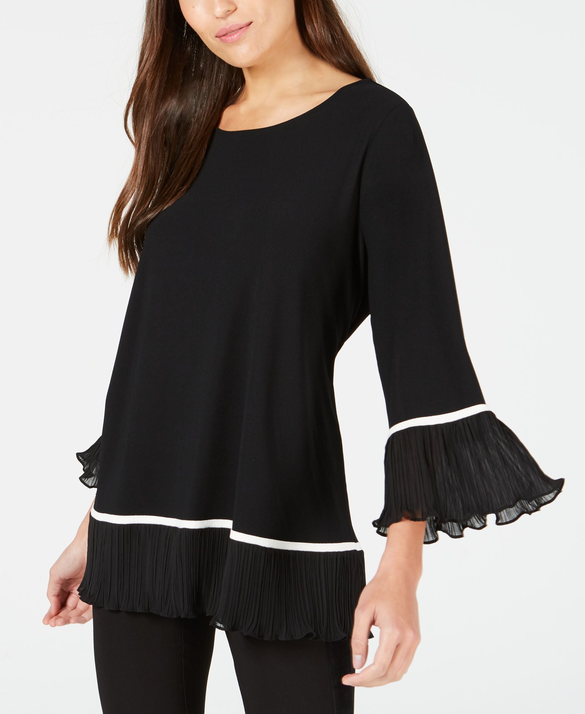 Alfani Plus Size Knit Pleated Hem Top